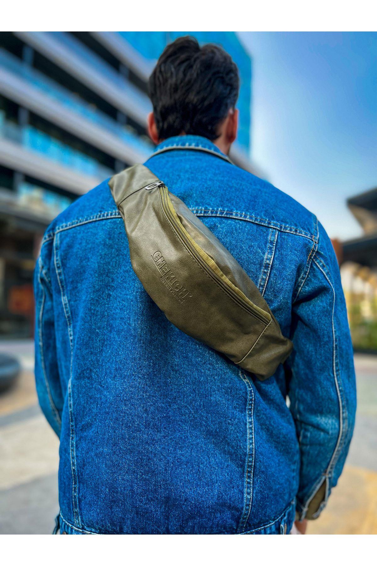 CNT010 Cilt Deri Haki Erkek Çapraz Çanta