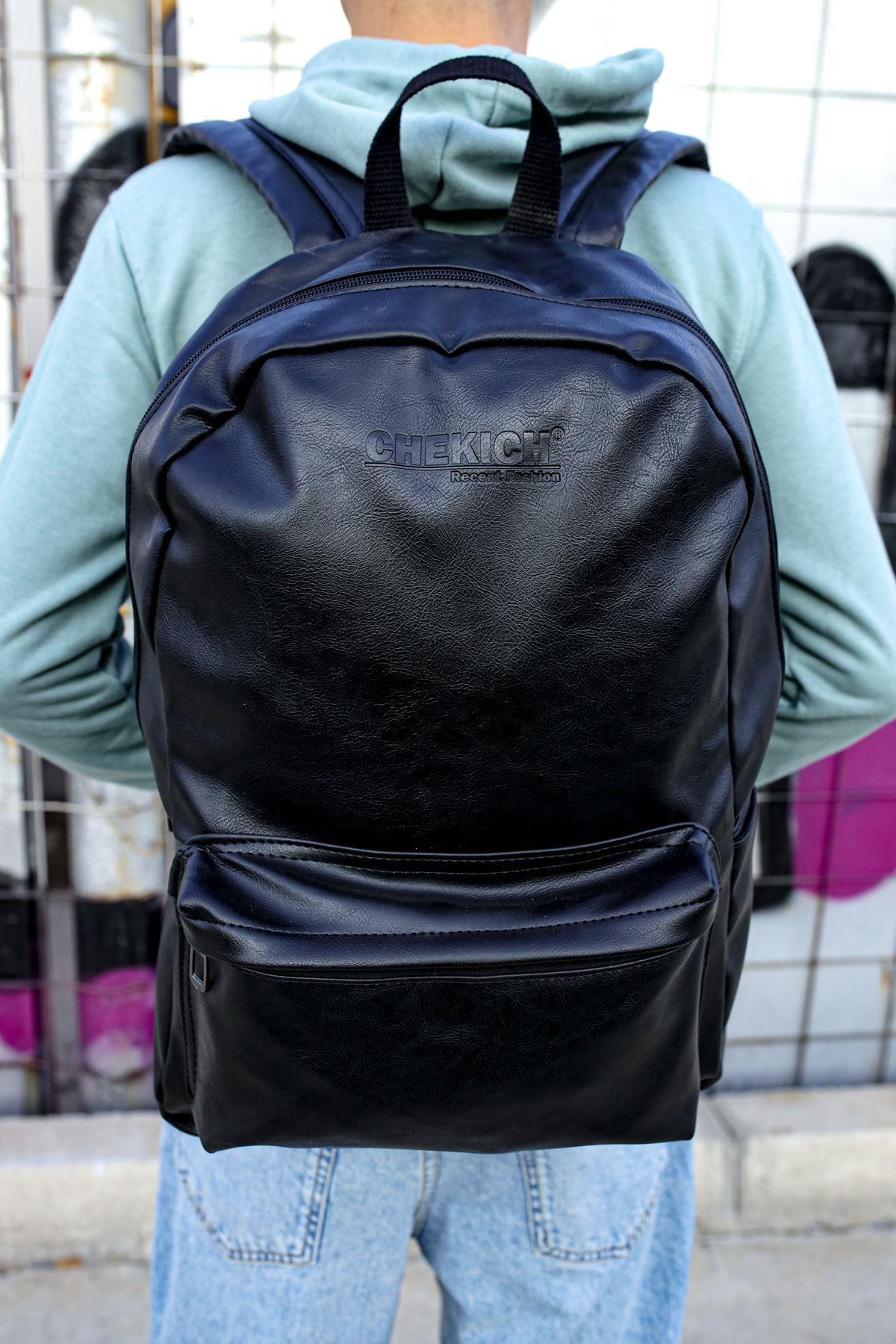 CNT006 Cilt Deri Siyah Erkek Sırt Çantası