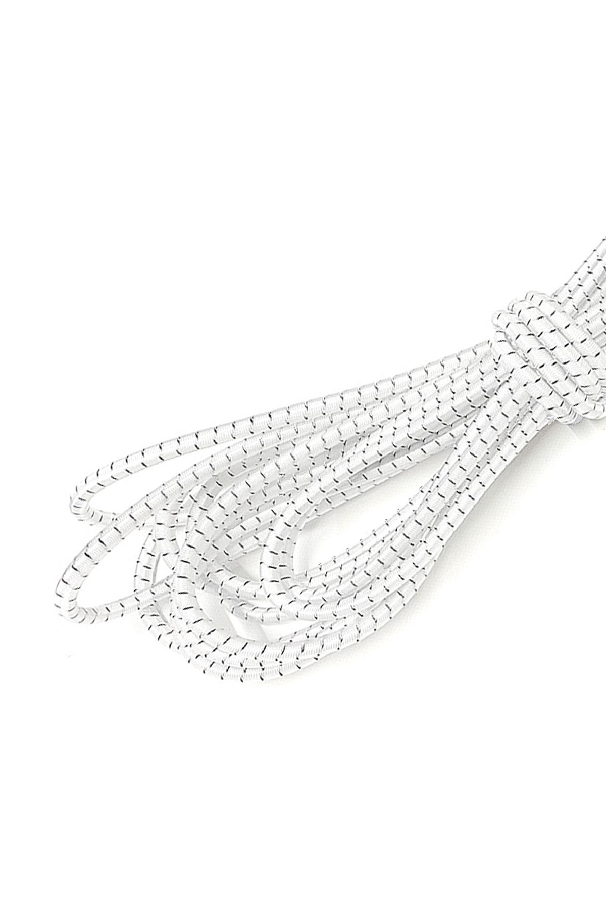 Desenli Beyaz Simli 5 Metre 2 mm Yuvarlak Lastik B-0110-BDS