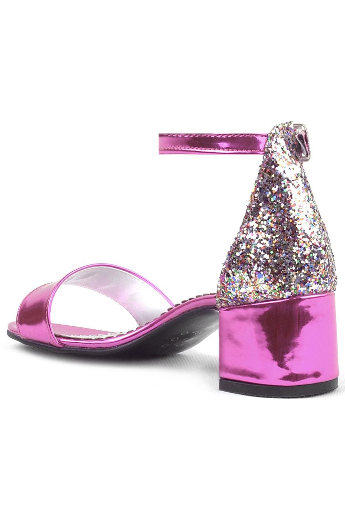 Elsa Fuschia Pattent Leather Shiny Thick Heeled Girls Heeled Dress Shoes B610-FUA.26