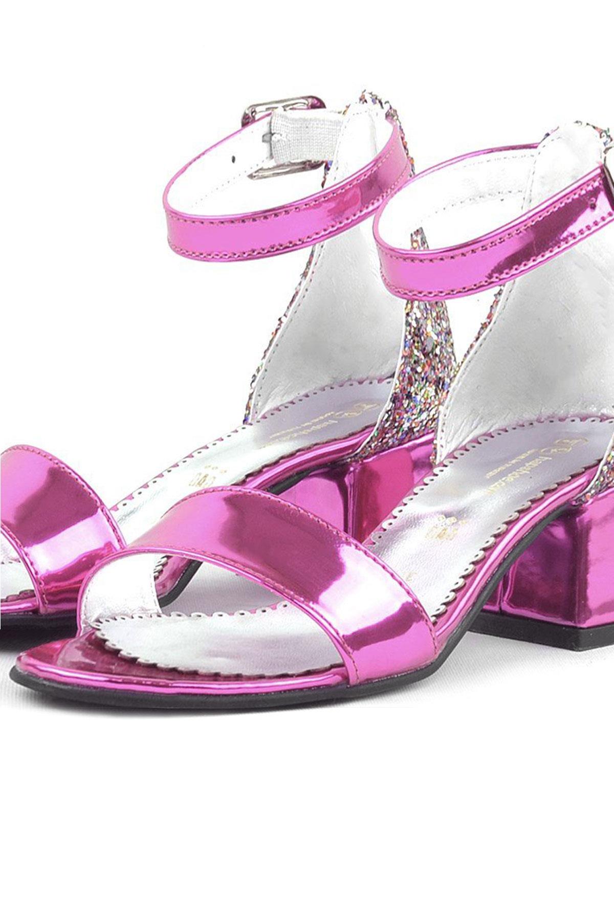 Elsa Fuschia Pattent Leather Shiny Thick Heeled Girls Heeled Dress Shoes B610-FUA.26