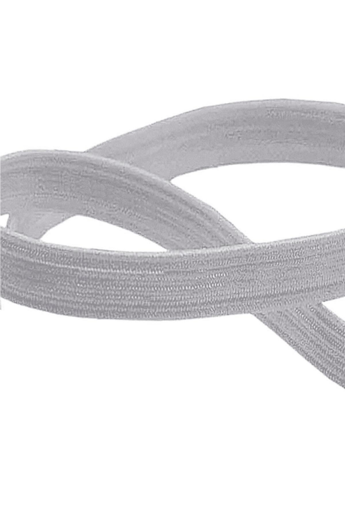 Gri 12 mm 5 mt Dayanıklı Sert Yassı Elastik Şerit Lastik B-0104-GR-12