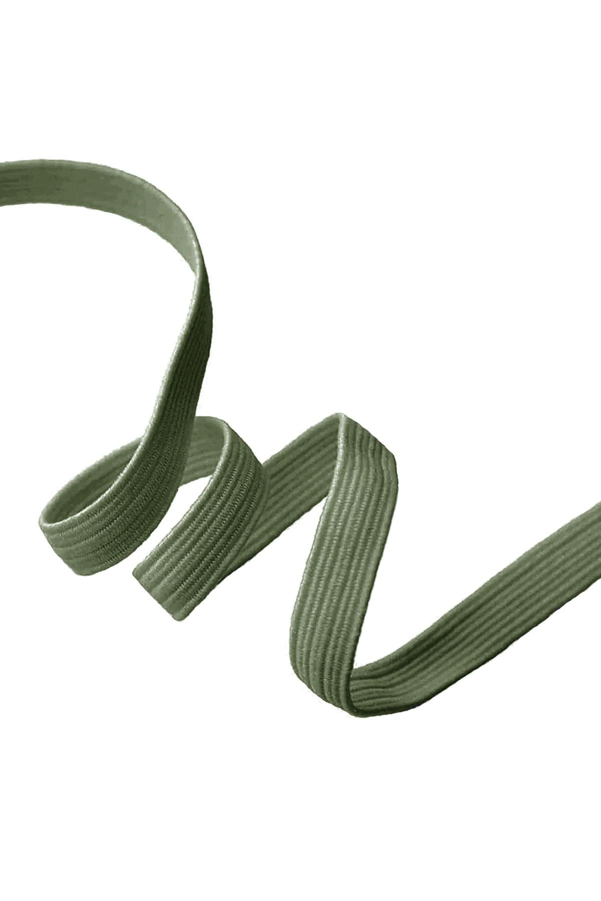 Haki Yeşil 12 mm 5 mt Dayanıklı Sert Yassı Elastik Şerit Lastik B-0104-HK-12