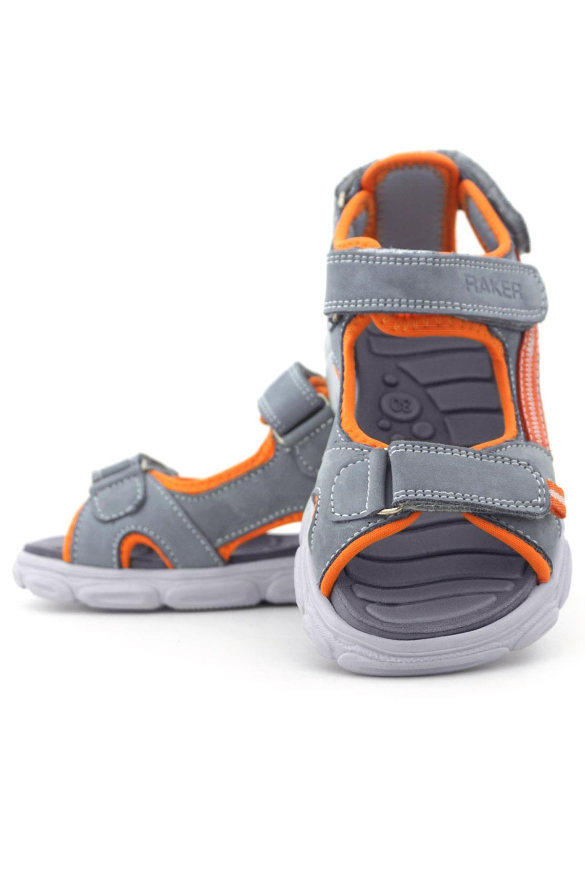 Genuine Leather Grey Orange Kids Sandals Shoes 10358-GTG.26