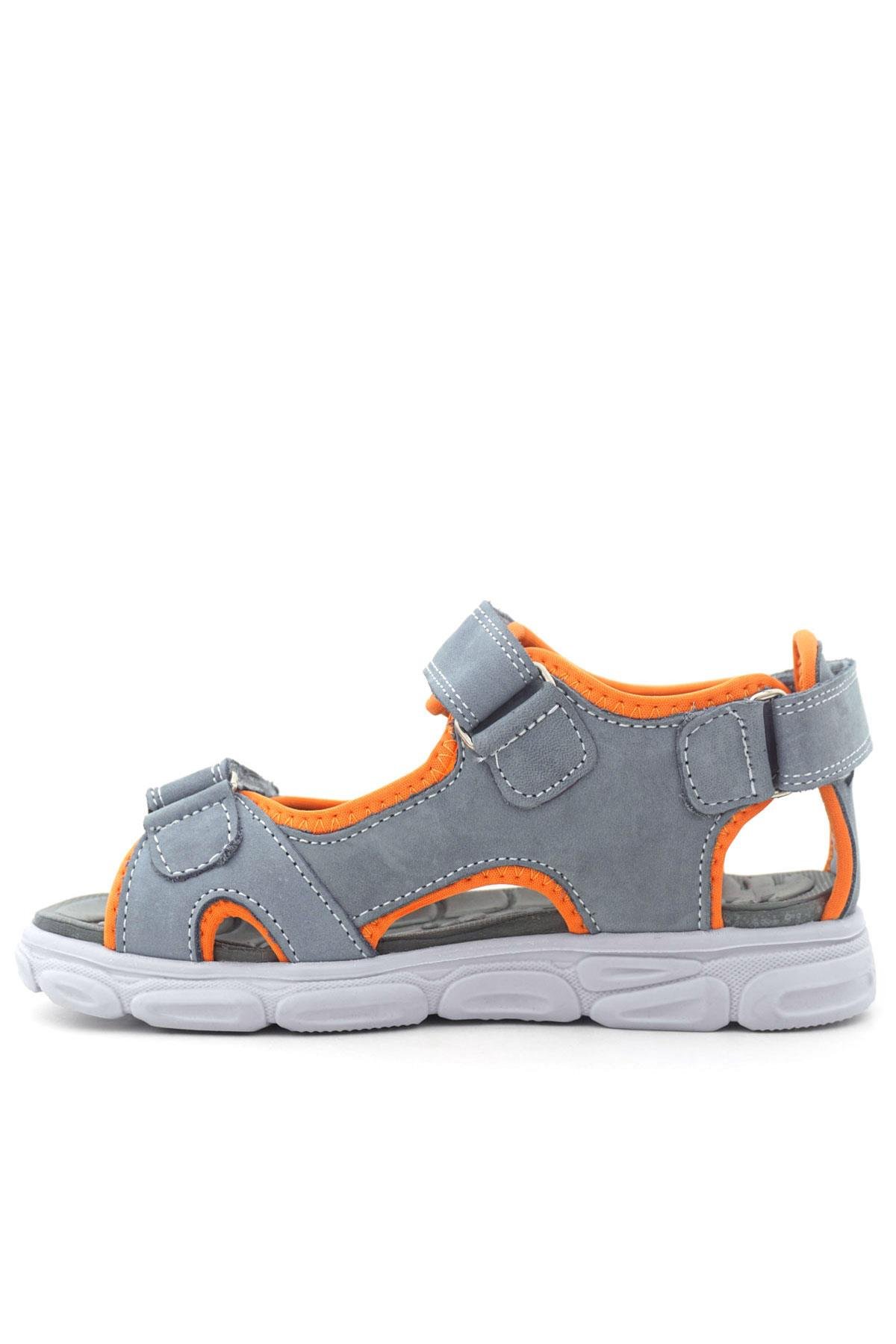 Genuine Leather Grey Orange Kids Sandals Shoes 10358-GTG.26