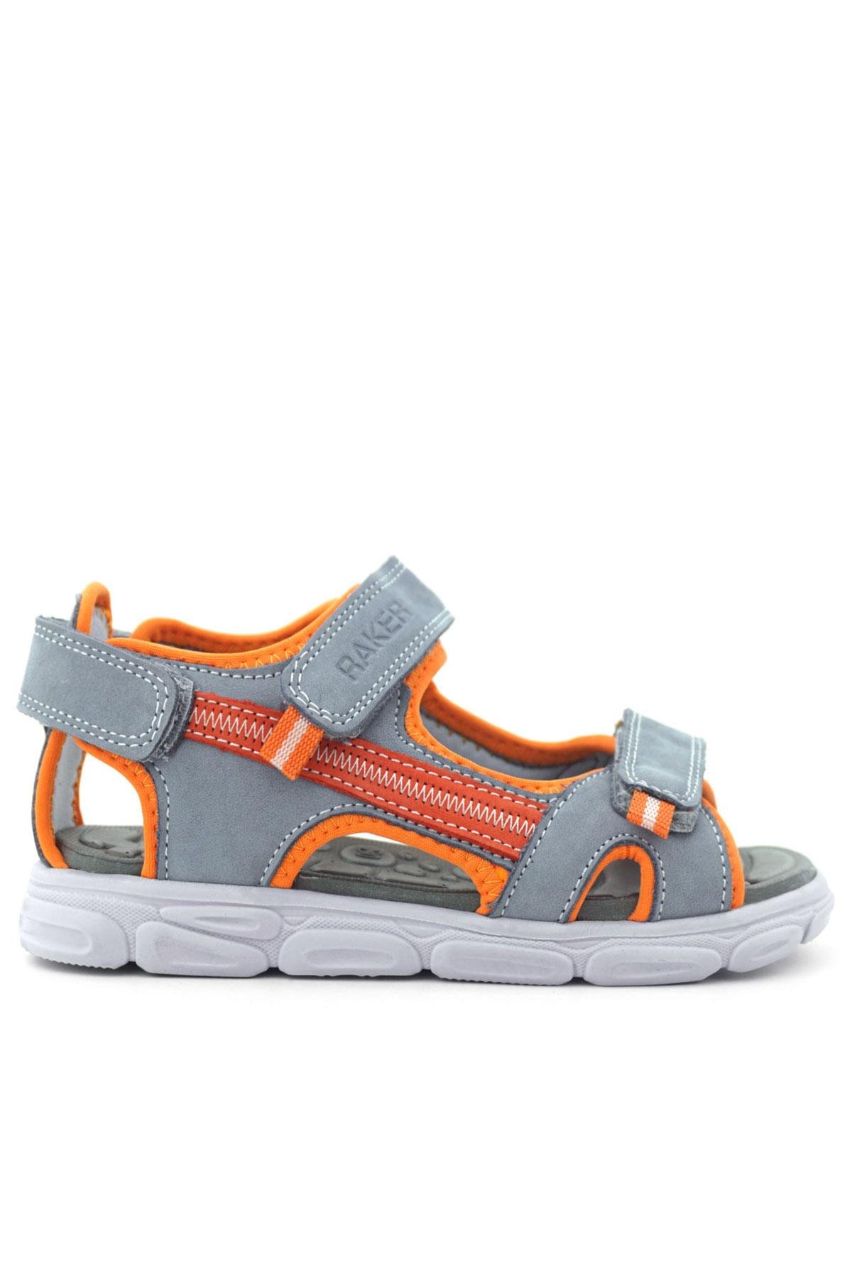 Genuine Leather Grey Orange Kids Sandals Shoes 10358-GTG.26