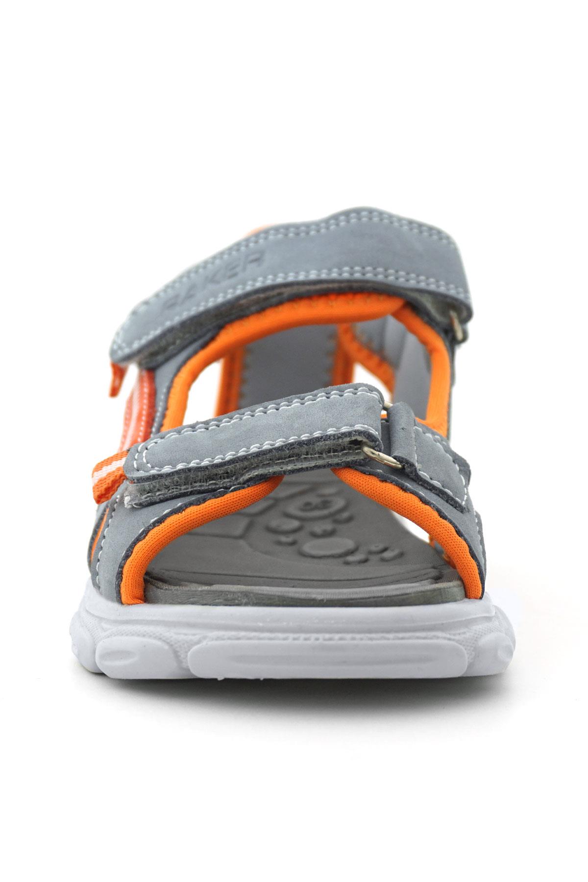 Genuine Leather Grey Orange Kids Sandals Shoes 10358-GTG.26