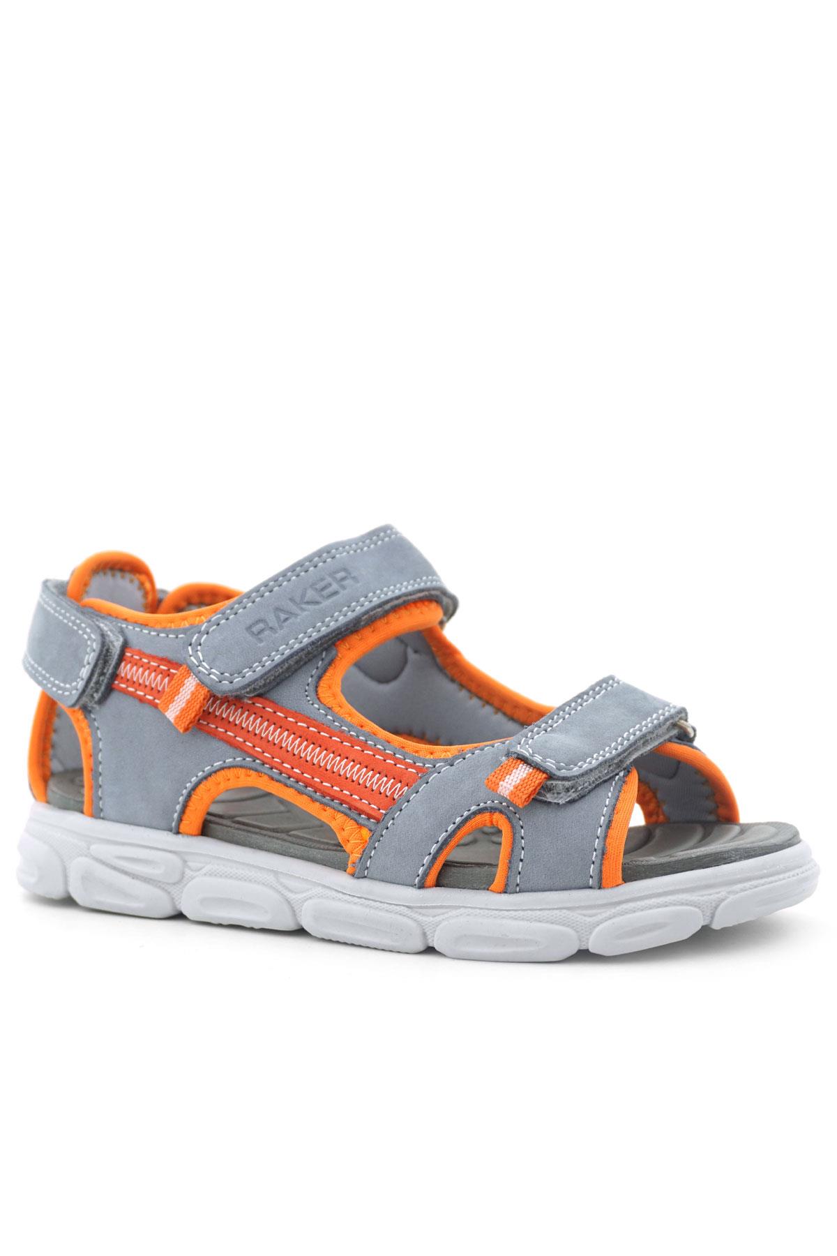 Genuine Leather Grey Orange Kids Sandals Shoes 10358-GTG.26