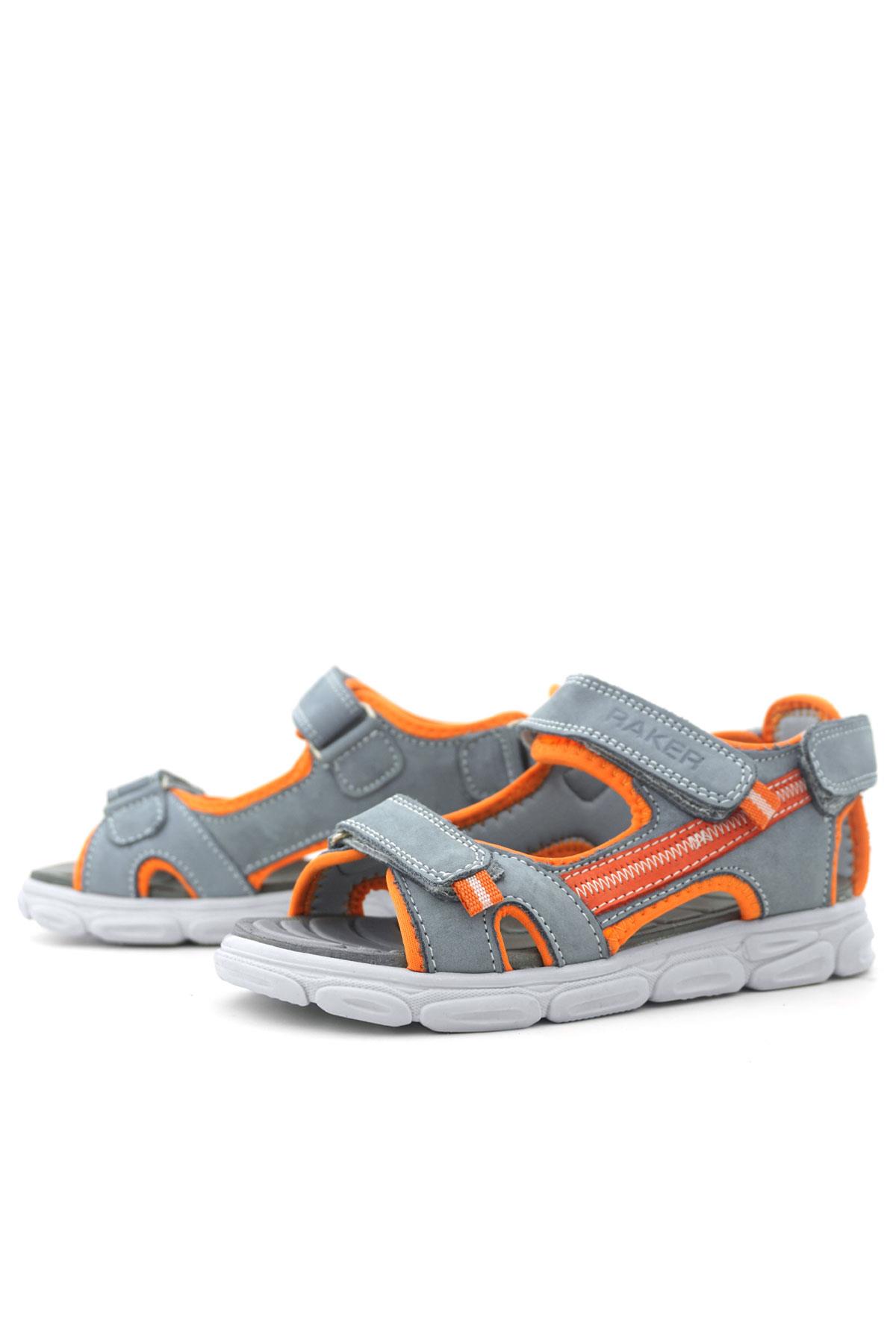 Genuine Leather Grey Orange Kids Sandals Shoes 10358-GTG.26