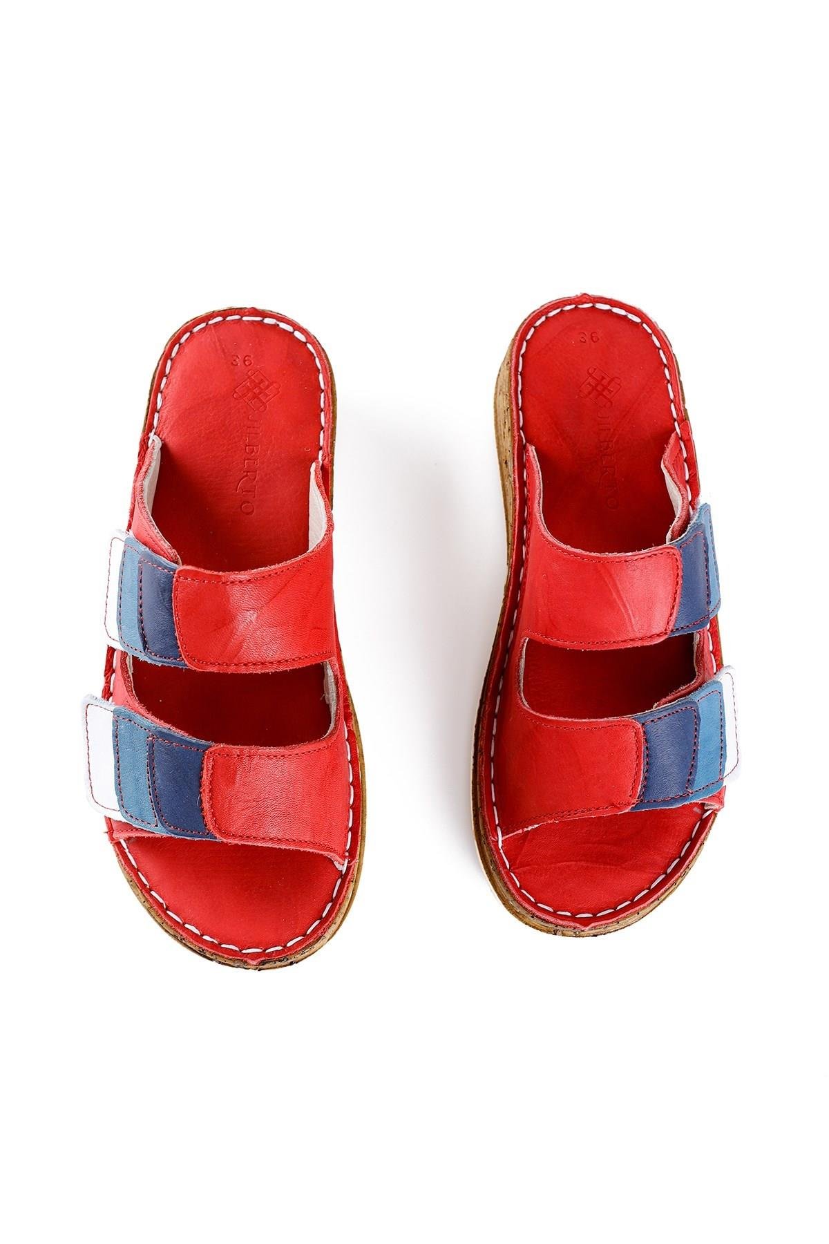 Hakiki Deri Kassid Kırmızı Comfort Terlik