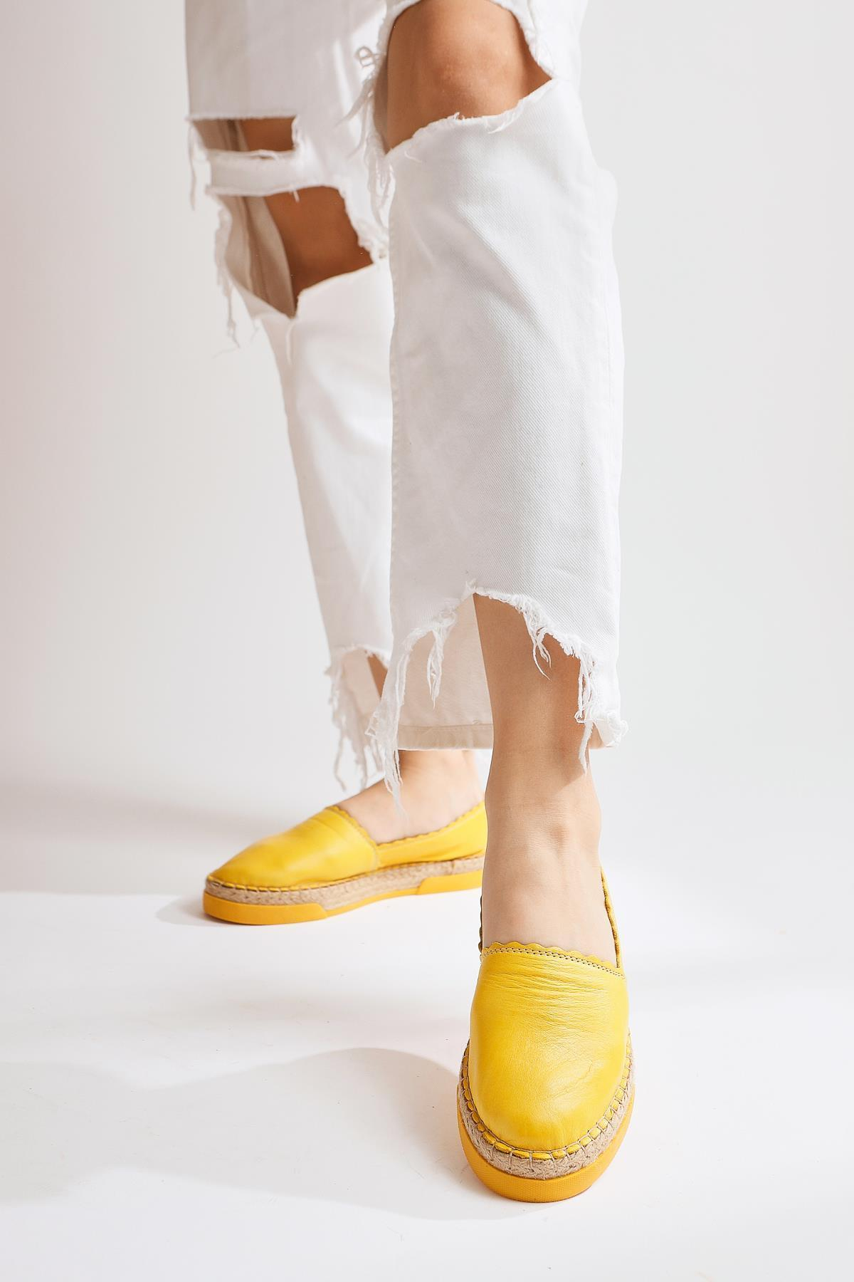 Hakiki Deri Retta Sarı Espadril