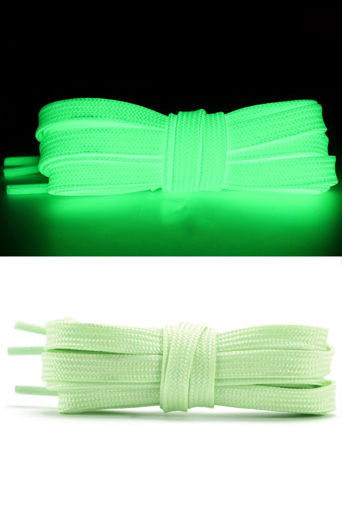 Fosforlu Neon Yeşil 1 cm Kalınlığında 1 Çift Yassı Spor Ayakkabı Bağcığı