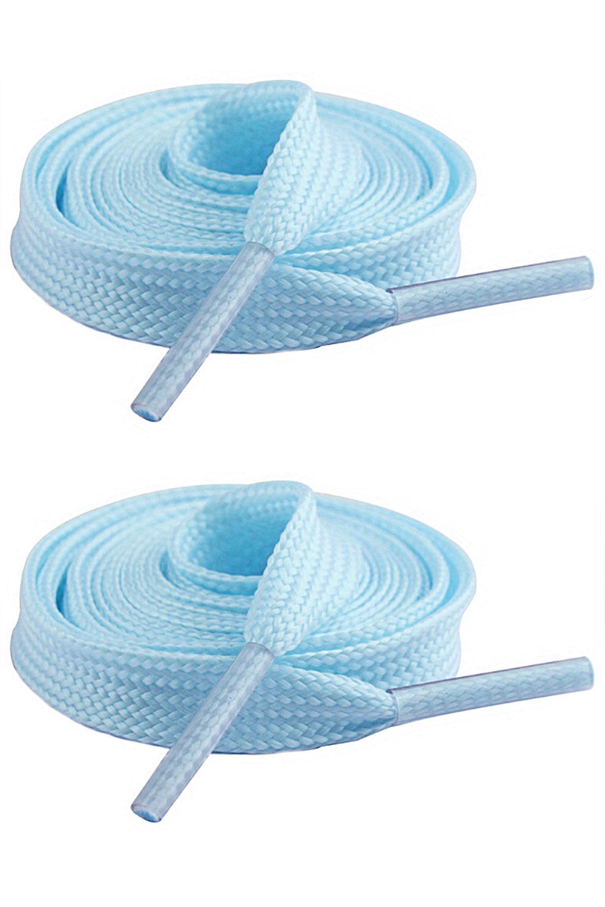 Fosforlu Neon Mavi 1 cm Kalınlığında 1 Çift Yassı Spor Ayakkabı Bağcığı