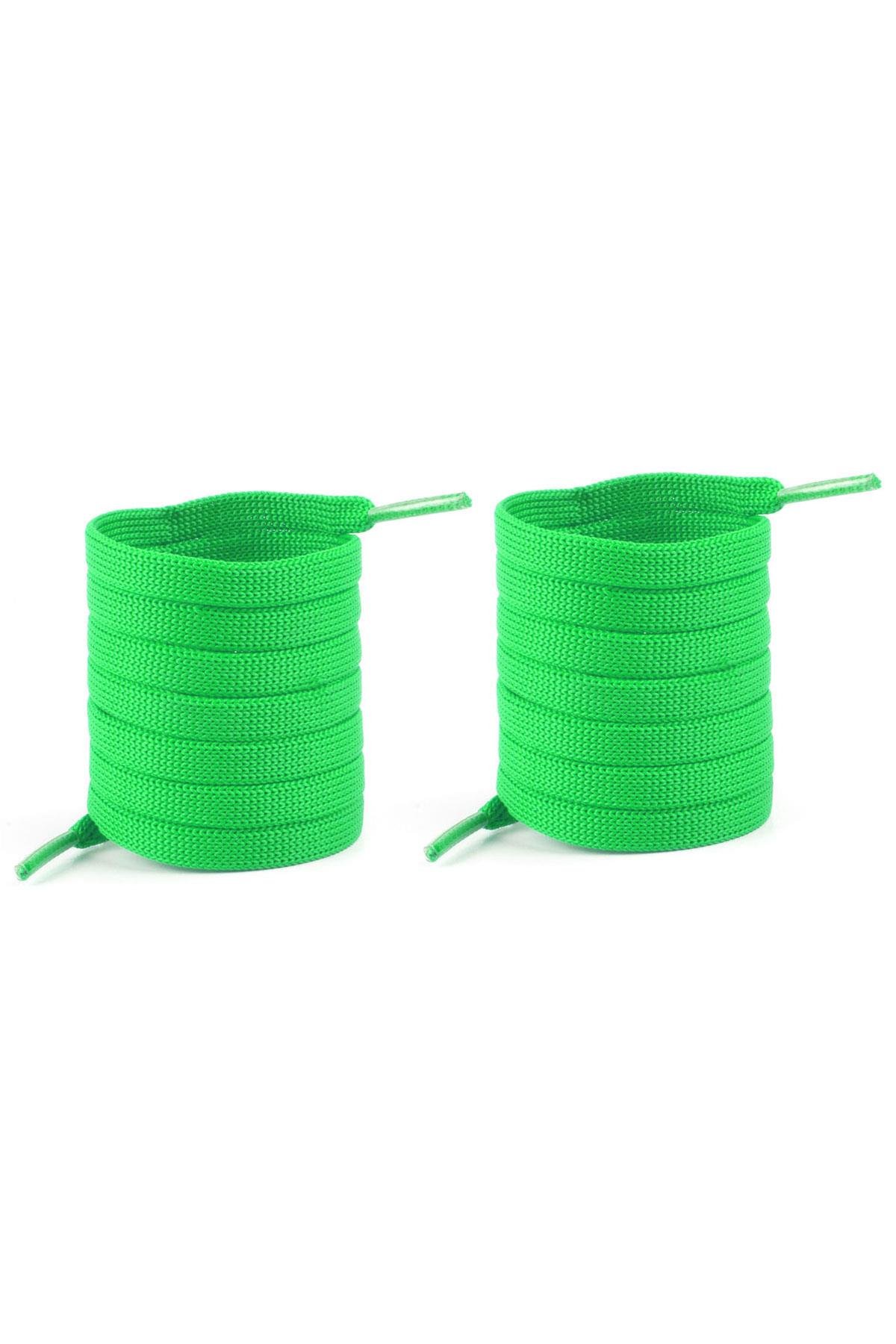 Fosforlu Yeşil 1 cm Kalınlığında 1 Çift Yassı Spor Ayakkabı Bağcığı