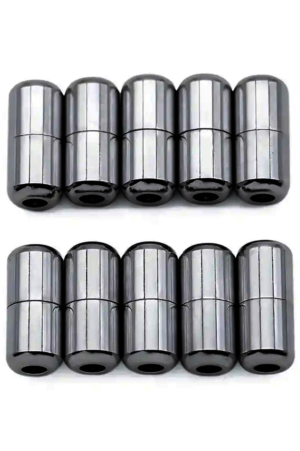 Vidalı Platin Renk 5 Çift Ayakkabı Bağcık Ucu