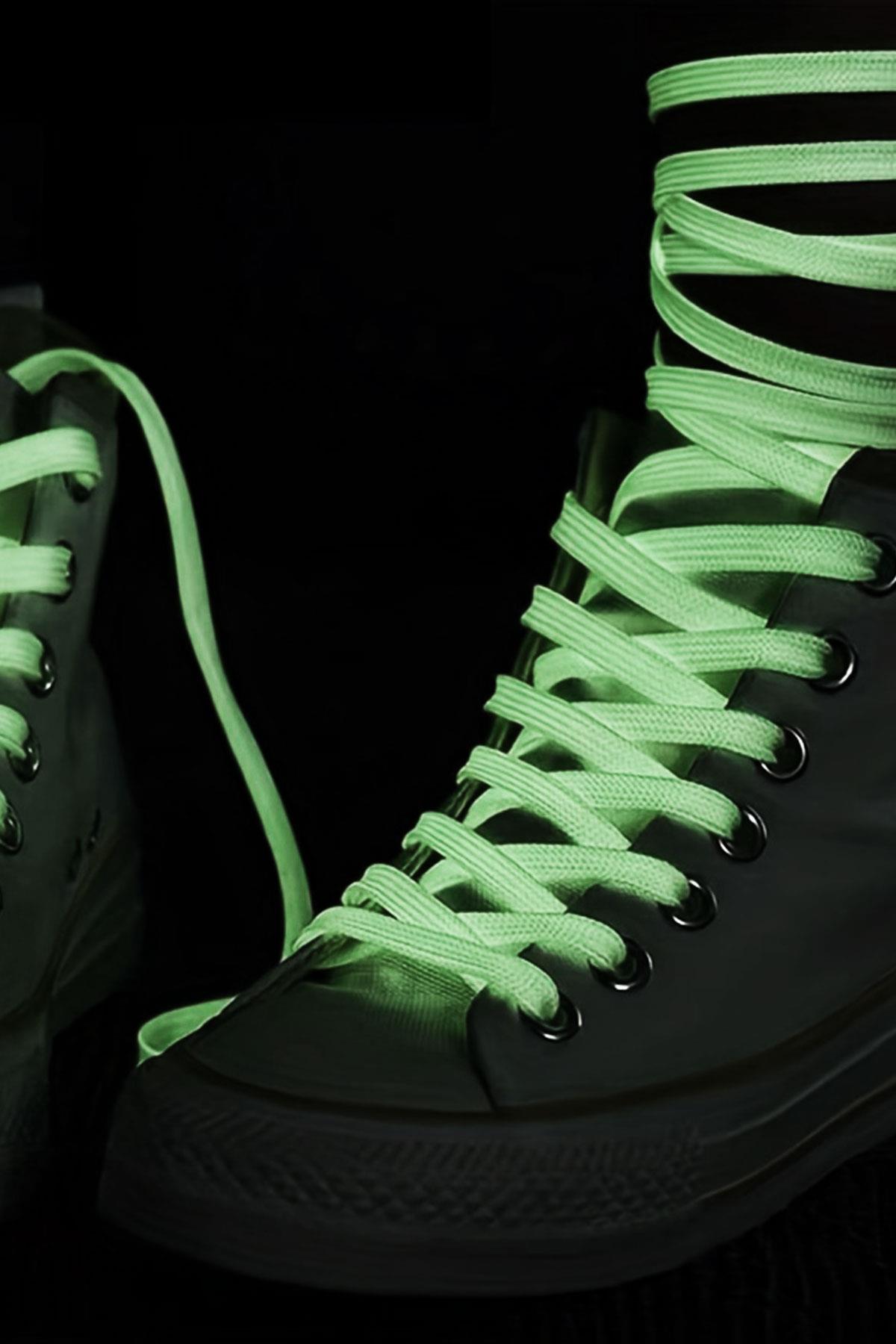 Fosforlu Neon Turuncu 1 cm Kalınlığında 1 Çift Yassı Spor Ayakkabı Bağcığı