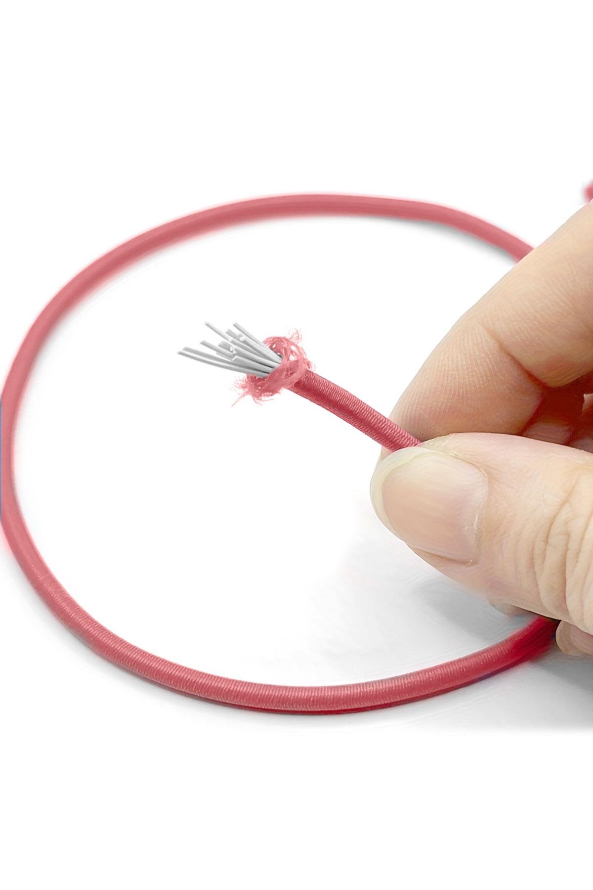 Ayarlanabilir 1 Çift Pembe Vidalı Kapsül Uçlu Yuvarlak Lastik Pratik Bağcık