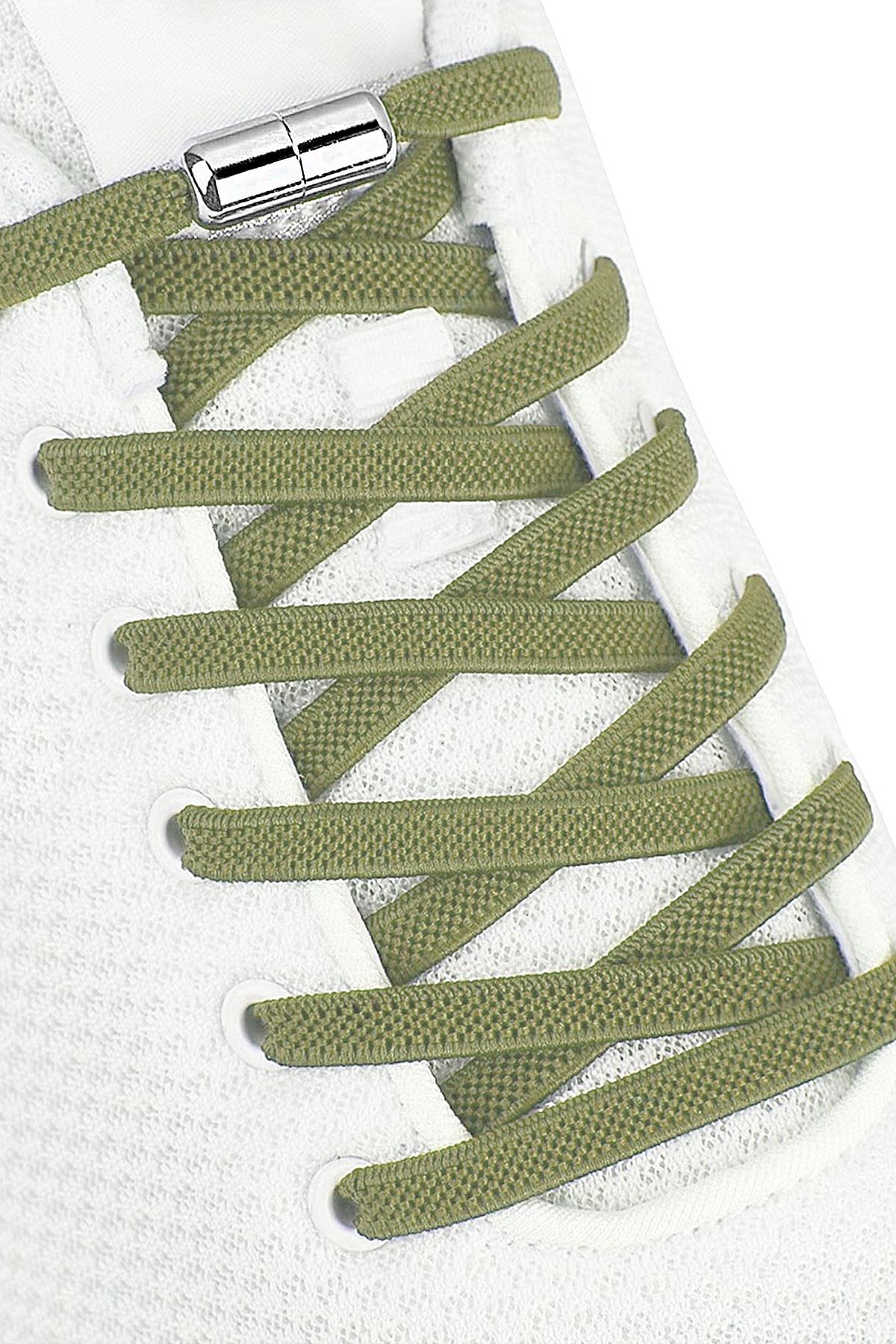 Ayarlanabilir 1 Çift Yeşil Vidalı Kapsül Uçlu 6 MM Lastik Pratik Bağcık