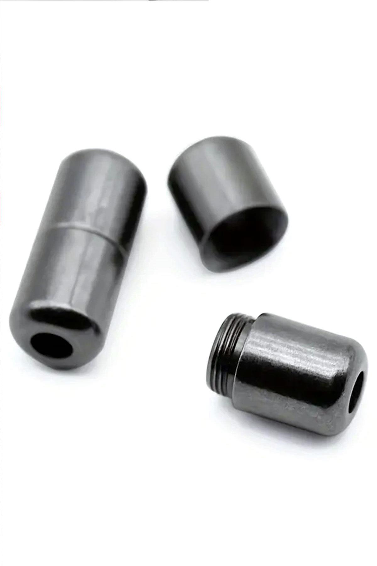 Ayarlanabilir 1 Çift Koyu Gri Vidalı Kapsül Uçlu 6 MM Lastik Pratik Bağcık