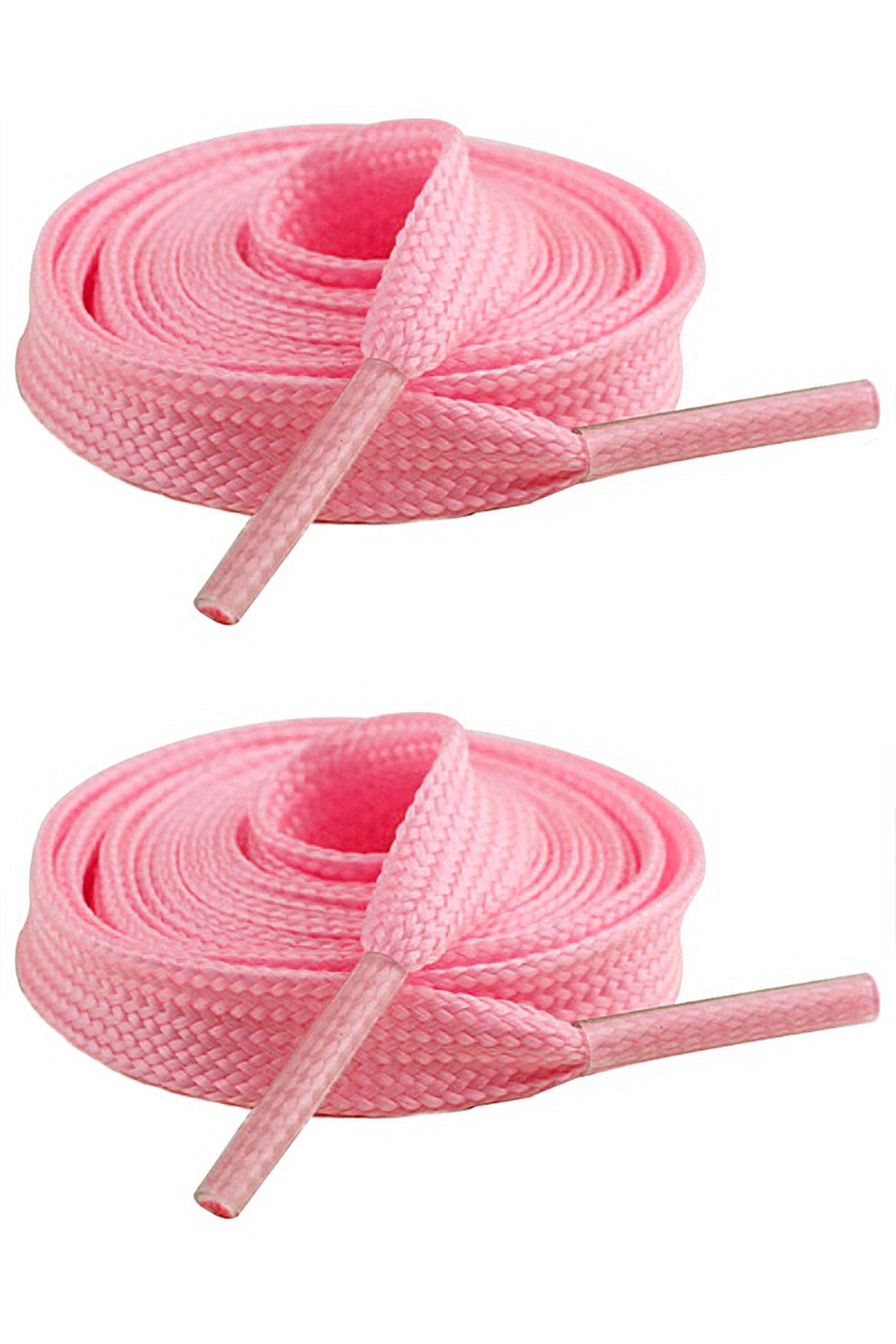 Fosforlu Neon Pembe 1 cm Kalınlığında 1 Çift Yassı Spor Ayakkabı Bağcığı