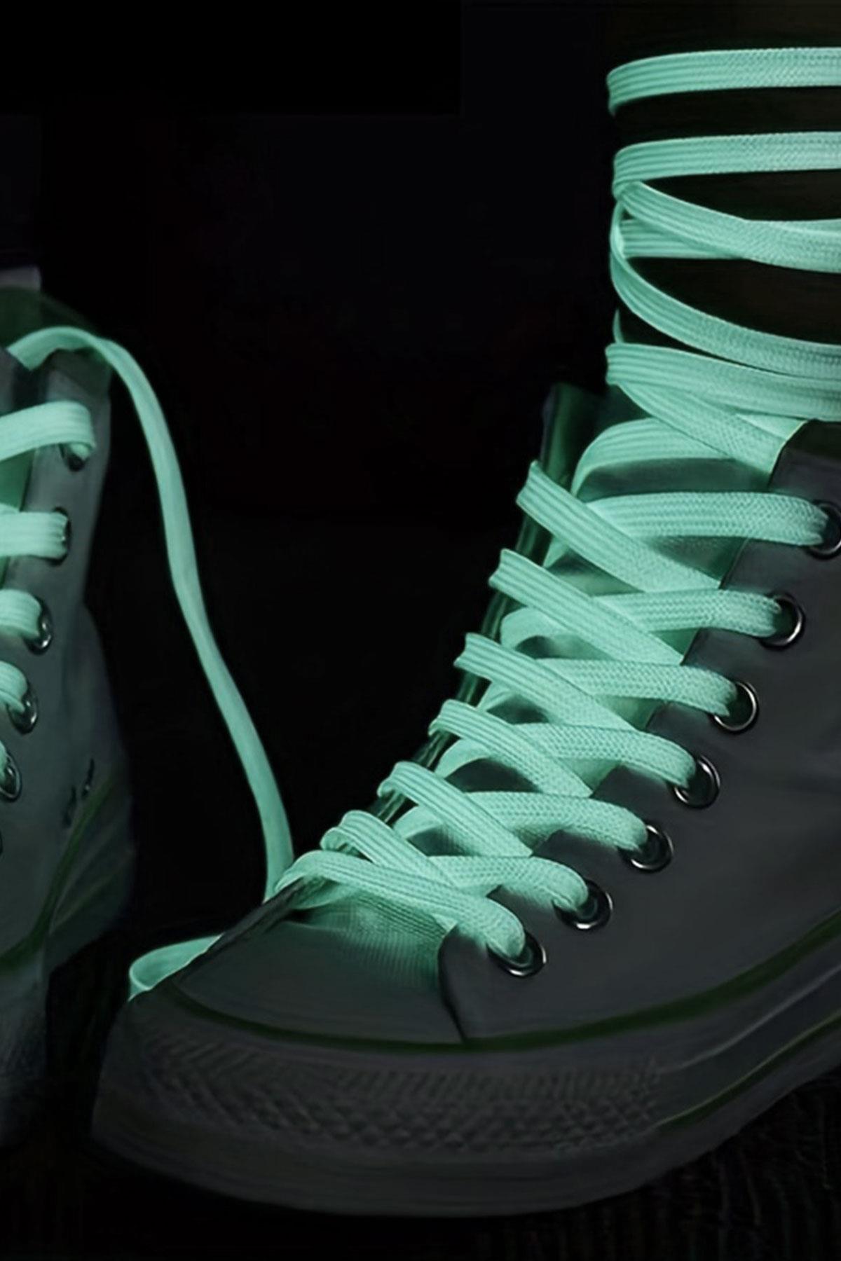 Fosforlu Neon Pembe 1 cm Kalınlığında 1 Çift Yassı Spor Ayakkabı Bağcığı