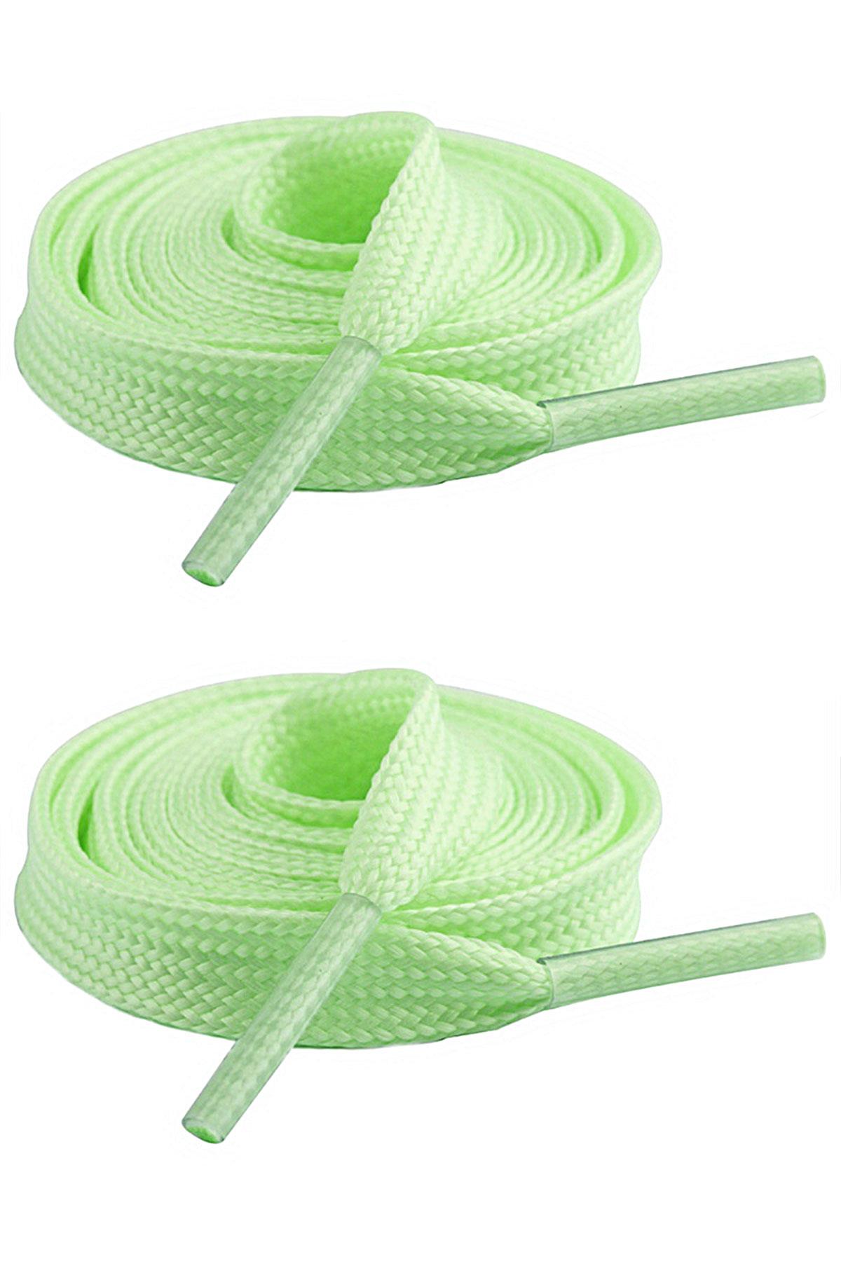 Fosforlu Neon Yeşil 1 cm Kalınlığında 1 Çift Yassı Spor Ayakkabı Bağcığı