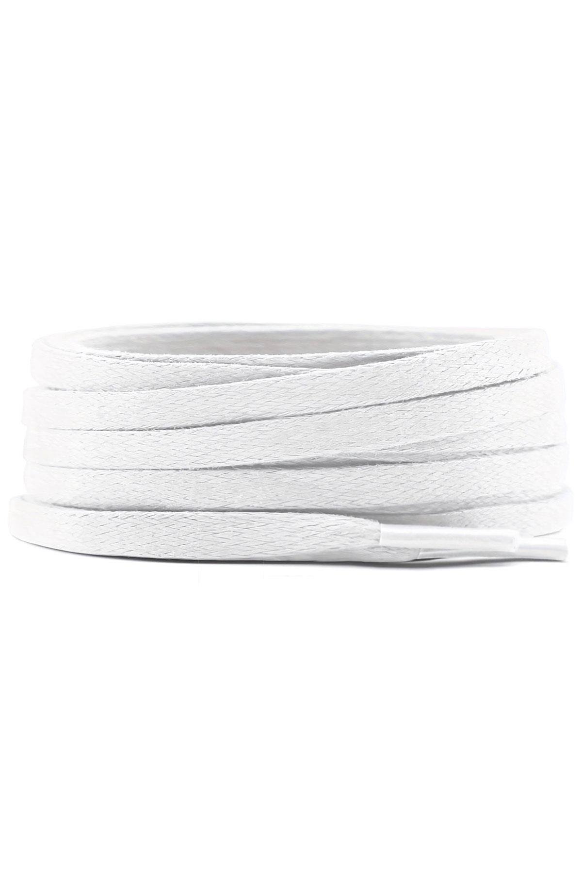 80 Cm Beyaz 0,5 MM Yassı Mumlu Ayakkabı Bağcığı