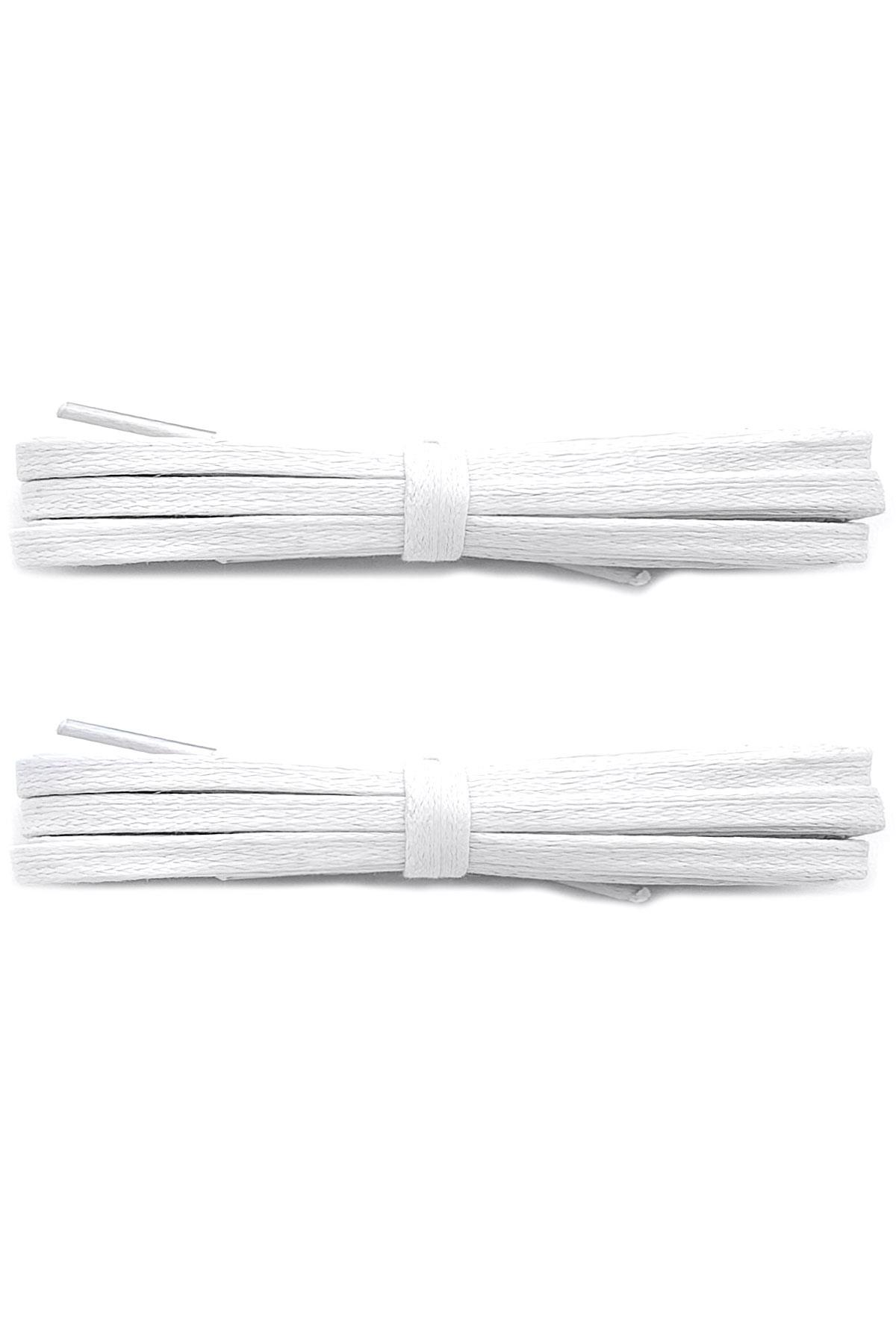 80 Cm Beyaz 0,5 MM Yassı Mumlu Ayakkabı Bağcığı
