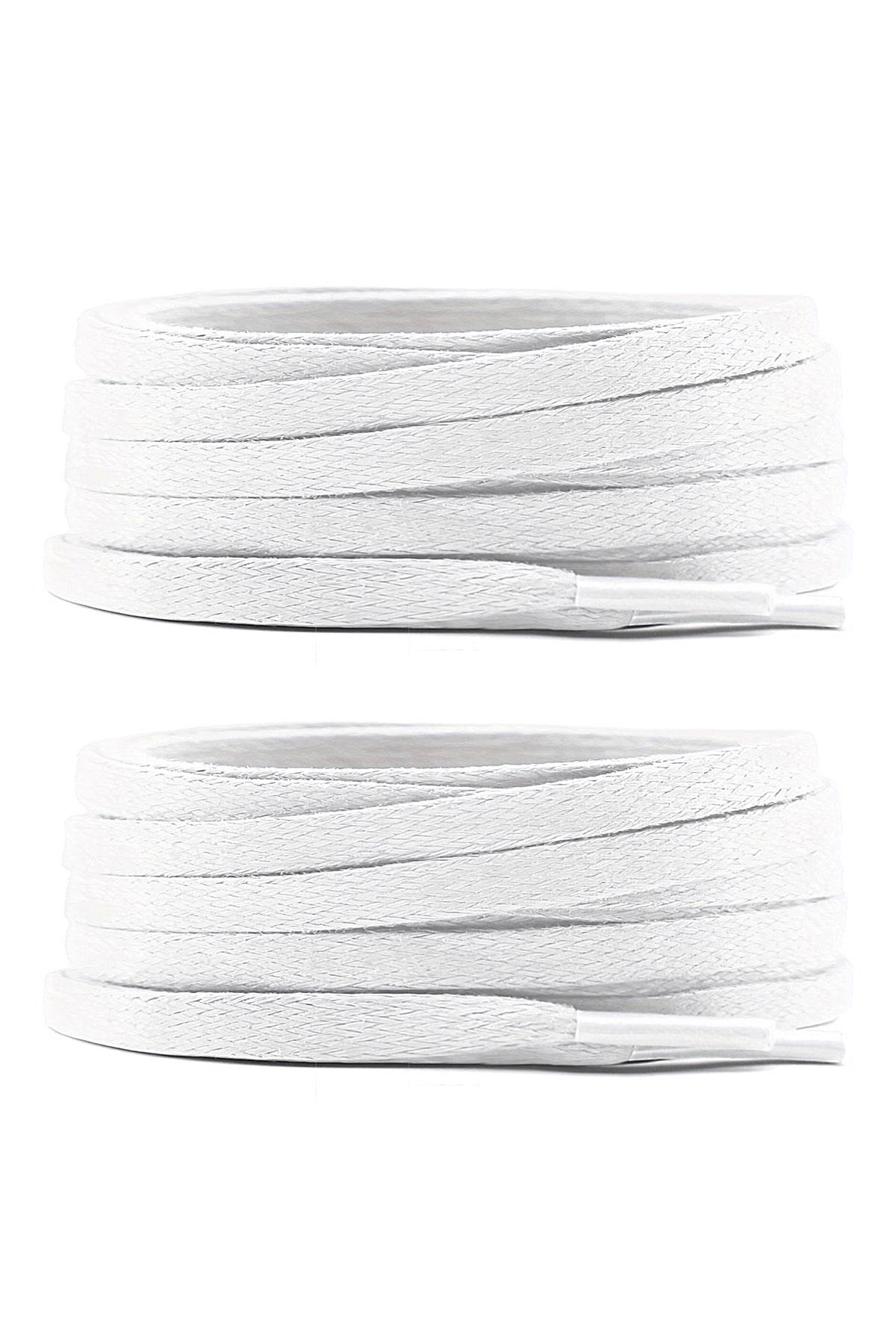 80 Cm Beyaz 0,5 MM Yassı Mumlu Ayakkabı Bağcığı