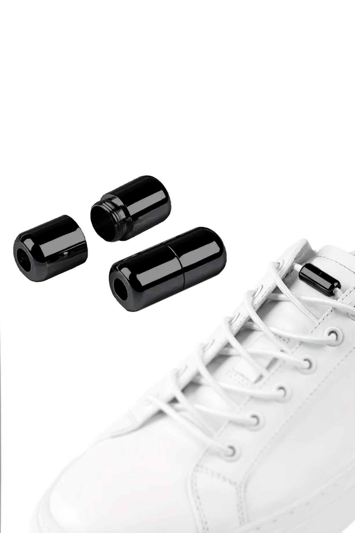 Vidalı Siyah Renk 5 Çift Ayakkabı Bağcık Ucu