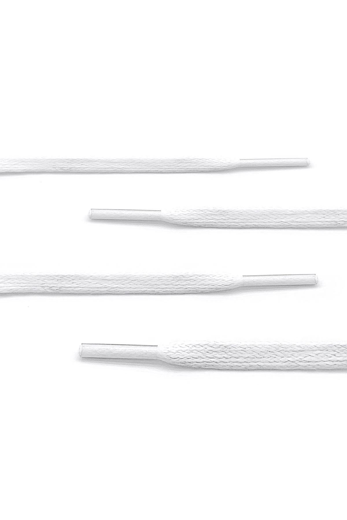 80 Cm Beyaz 0,5 MM Yassı Mumlu Ayakkabı Bağcığı