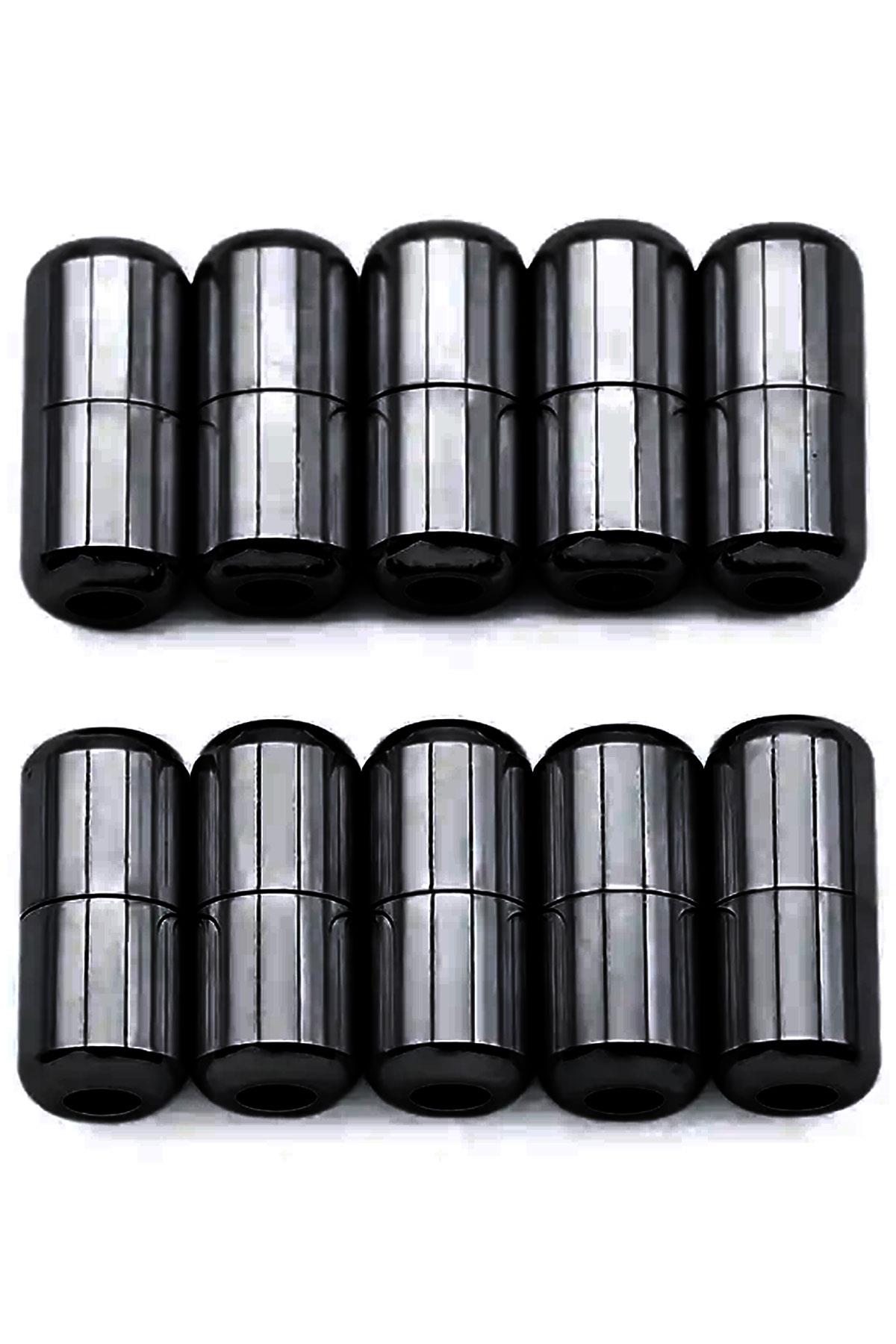 Vidalı Siyah Renk 5 Çift Ayakkabı Bağcık Ucu