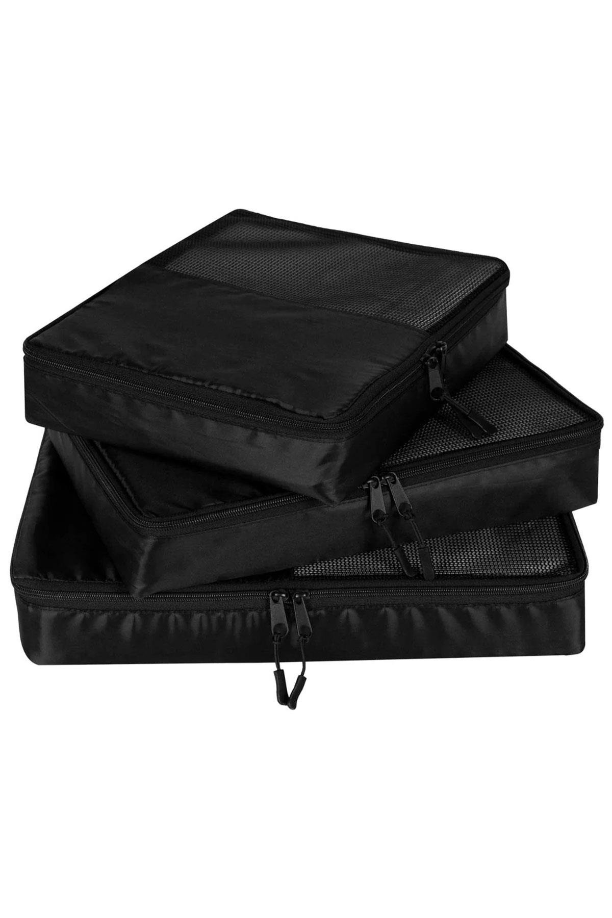 3'lü Siyah Valiz İçi Organizer Çanta Seti