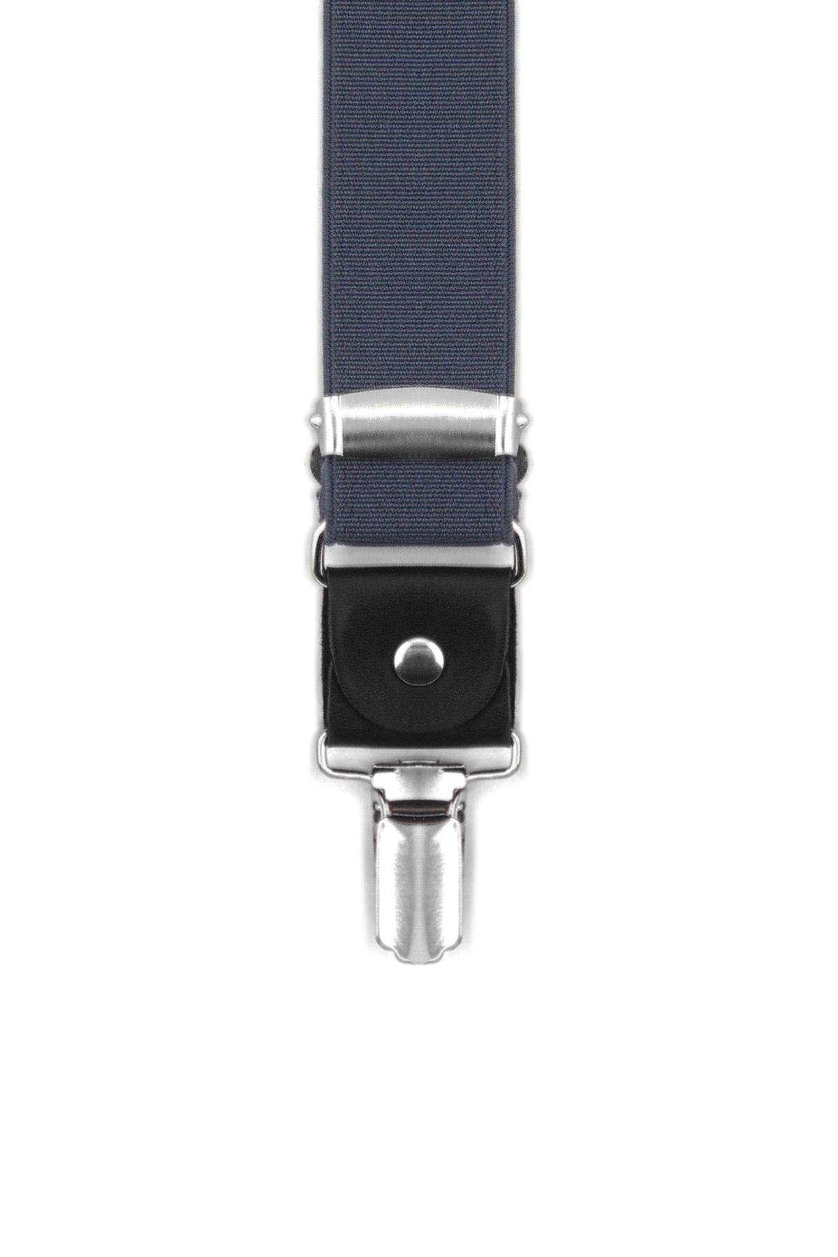 Ayarlanabilir Klipsli Gri Lacivert Çocuk Kemer Pantolon Askısı