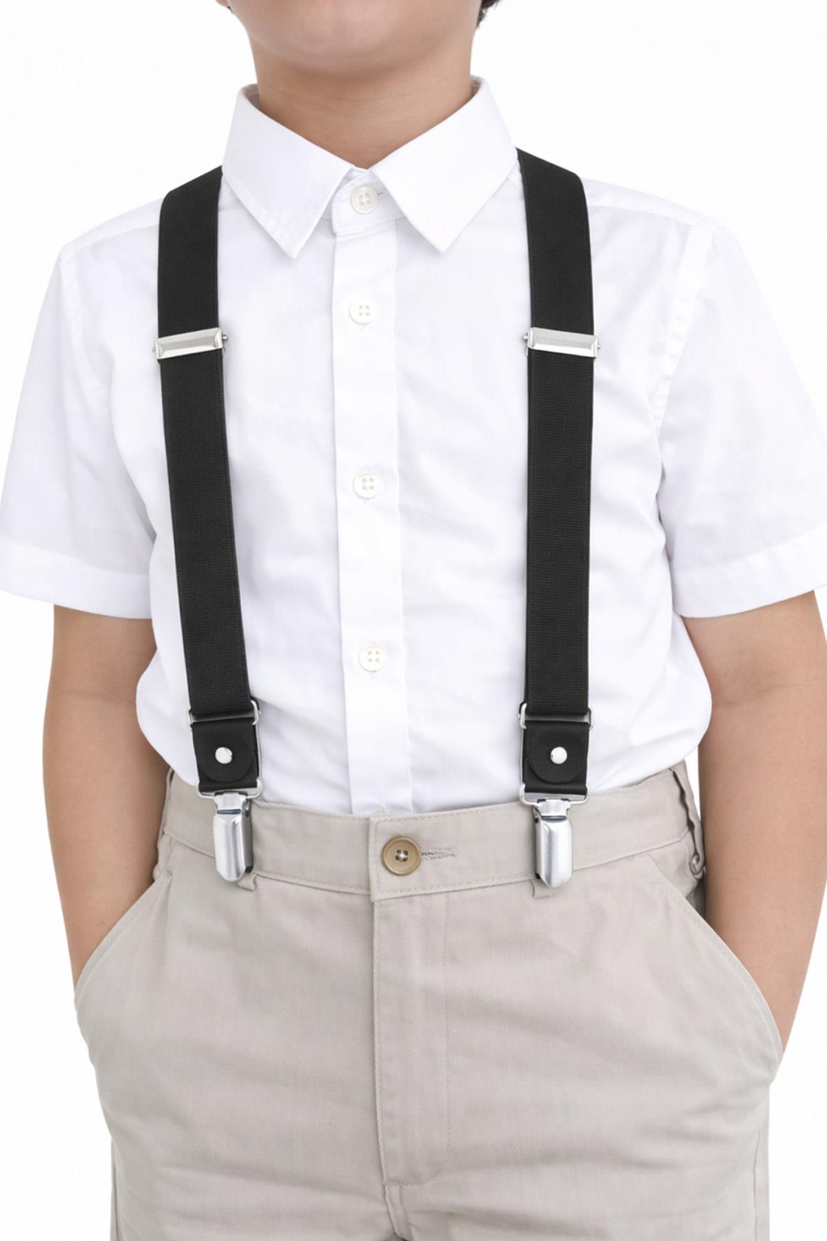 Ayarlanabilir Klipsli Siyah Çocuk Kemer Pantolon Askısı