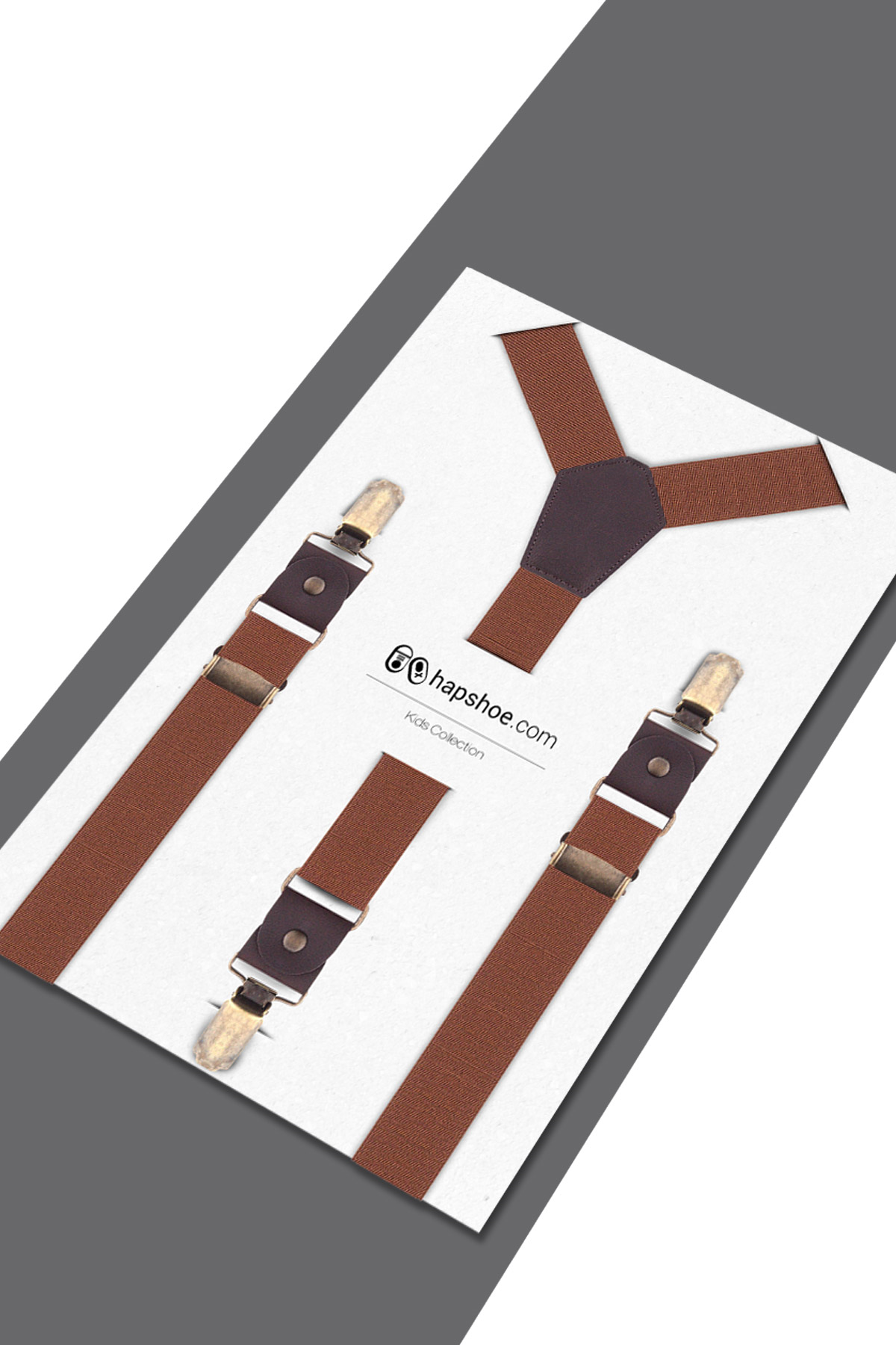 Ayarlanabilir Klipsli Taba Çocuk Kemer Pantolon Askısı