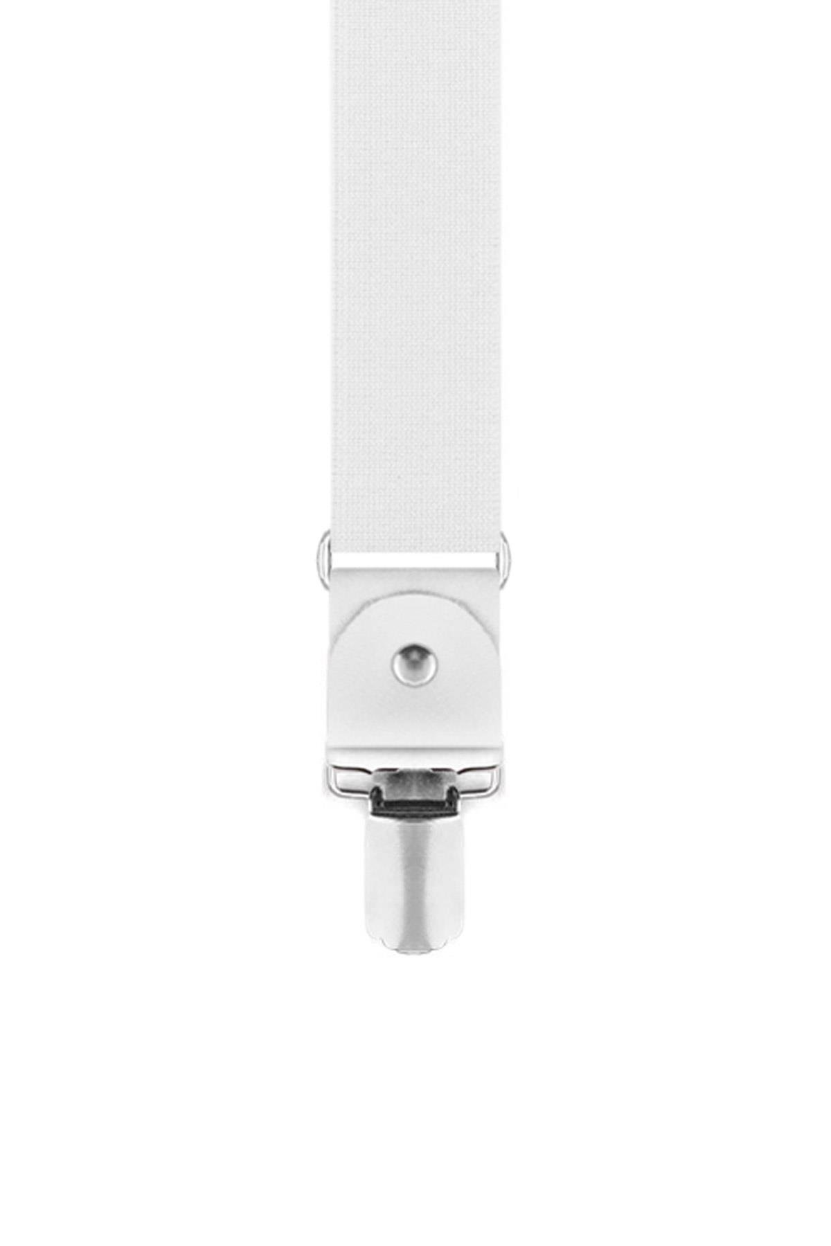 Ayarlanabilir Klipsli Beyaz Çocuk Kemer Pantolon Askısı