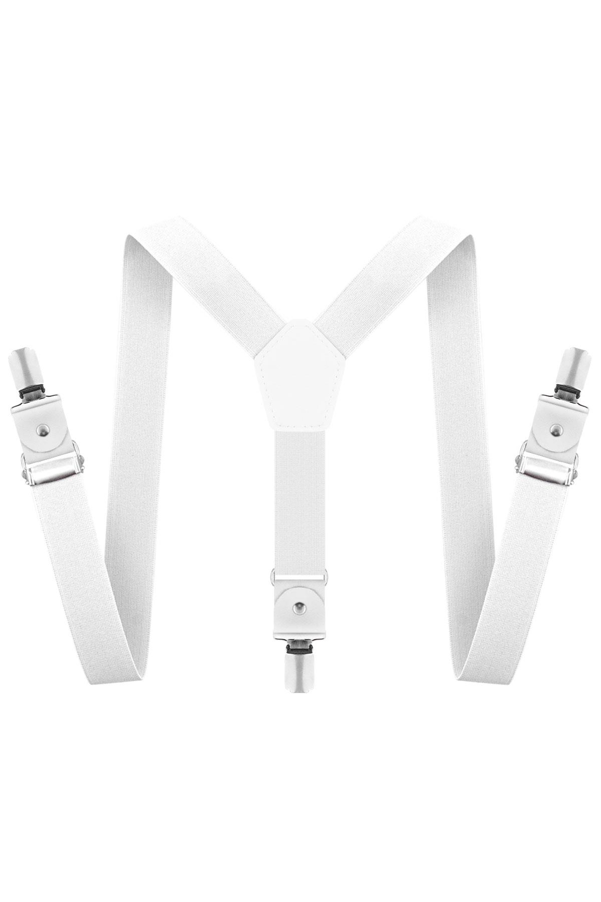 Ayarlanabilir Klipsli Beyaz Çocuk Kemer Pantolon Askısı