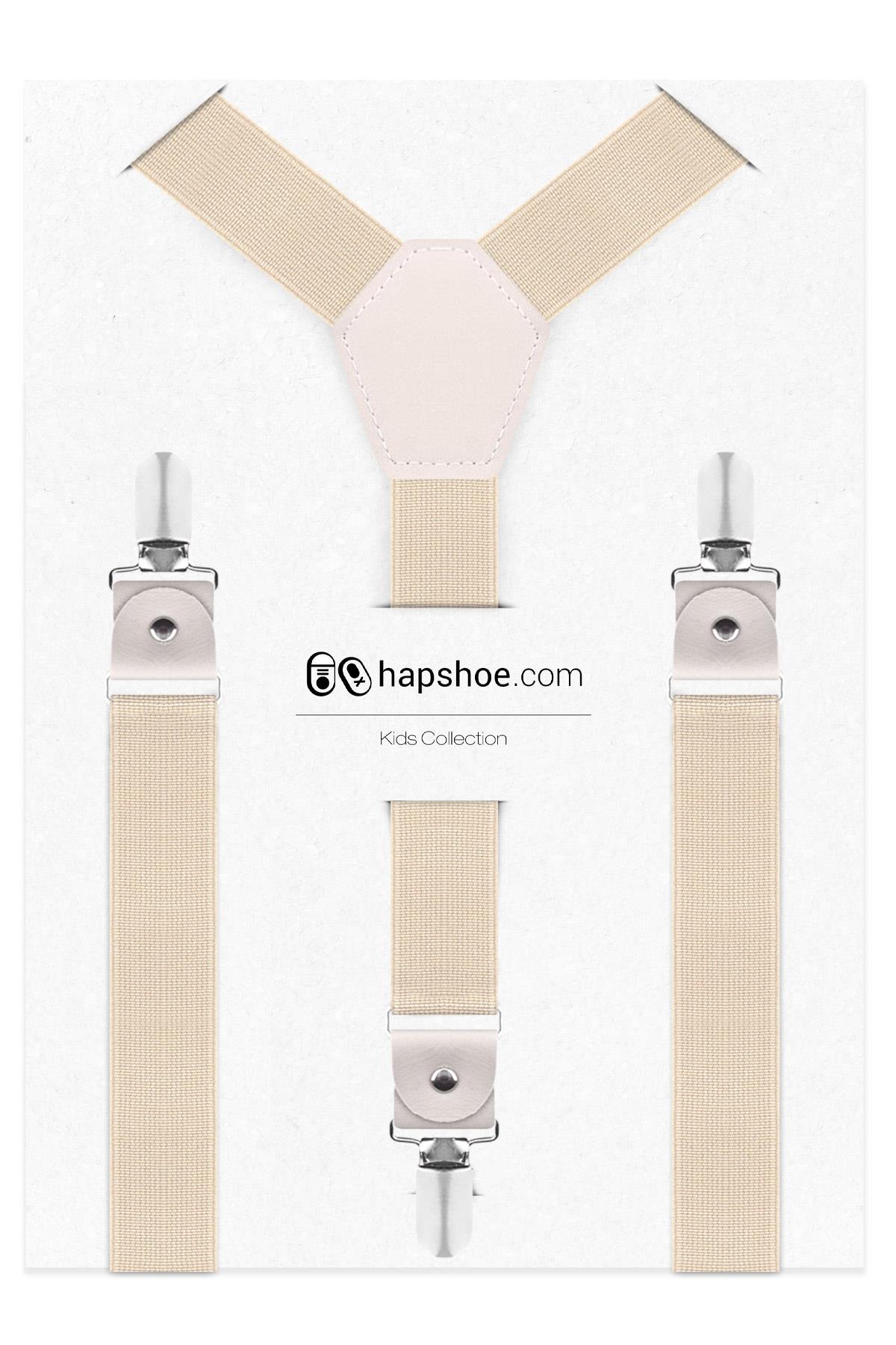 Ayarlanabilir Klipsli Krem Çocuk Kemer Pantolon Askısı
