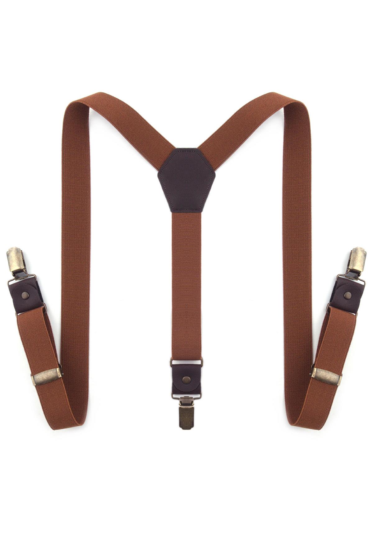 Ayarlanabilir Klipsli Taba Çocuk Kemer Pantolon Askısı