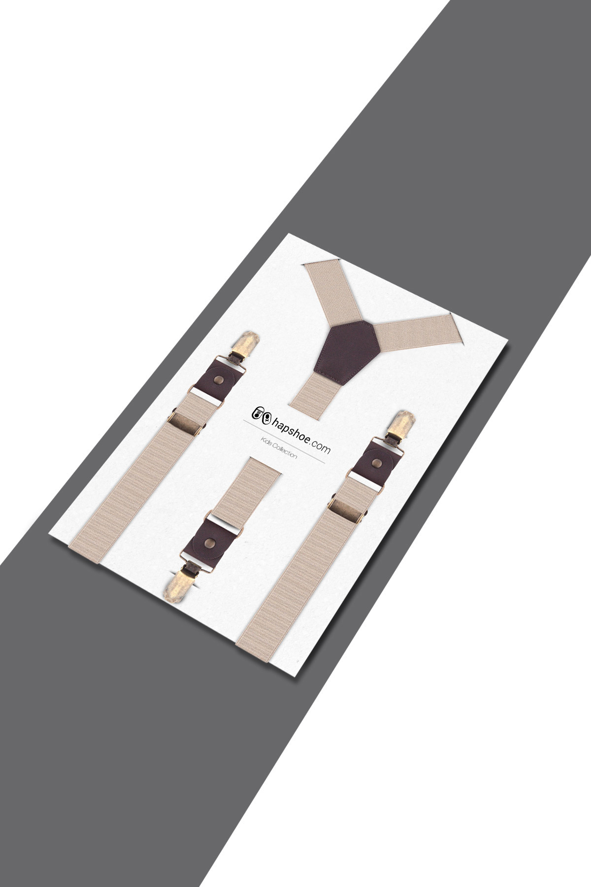 Ayarlanabilir Klipsli Bej Çocuk Kemer Pantolon Askısı