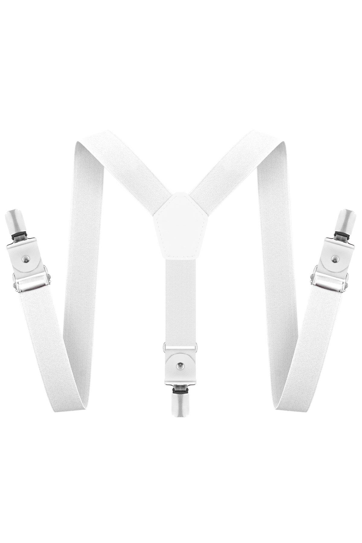 Ayarlanabilir Klipsli Beyaz Çocuk Kemer Pantolon Askısı