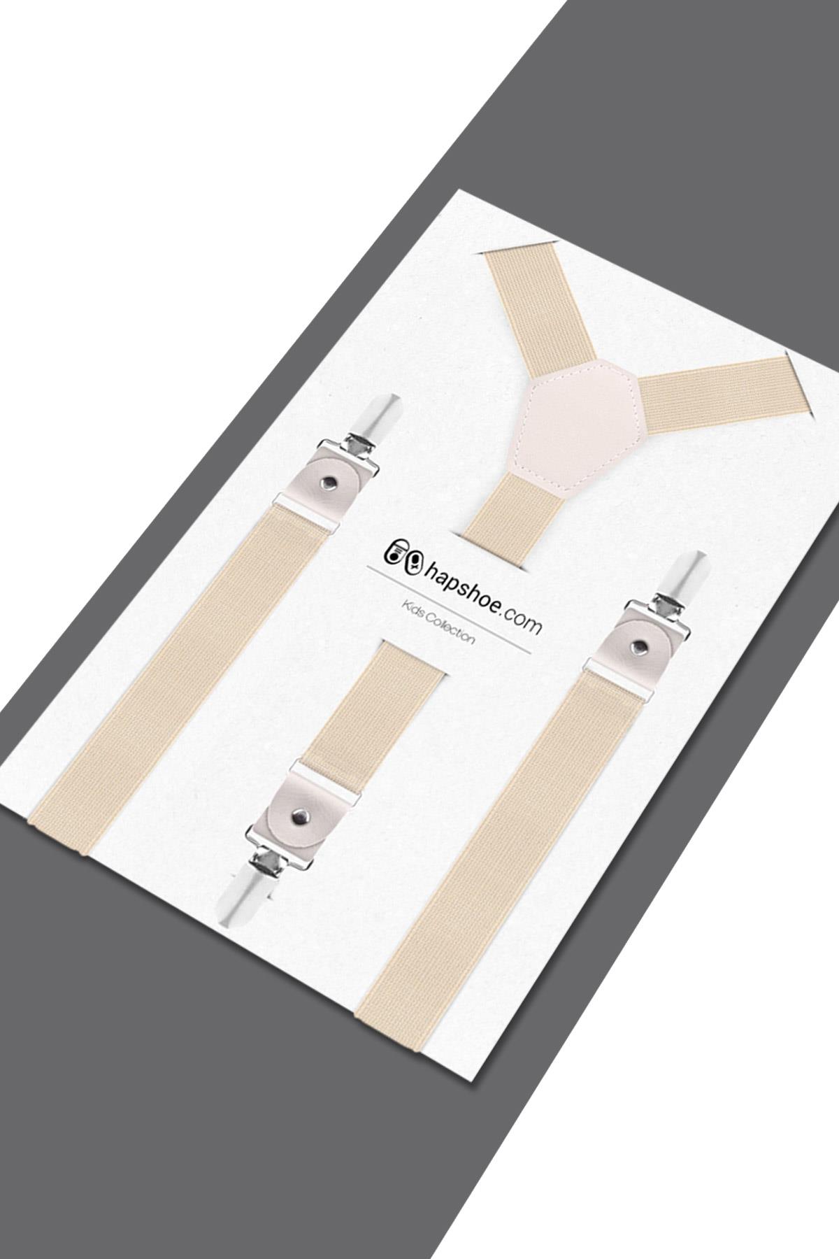 Ayarlanabilir Klipsli Krem Çocuk Kemer Pantolon Askısı