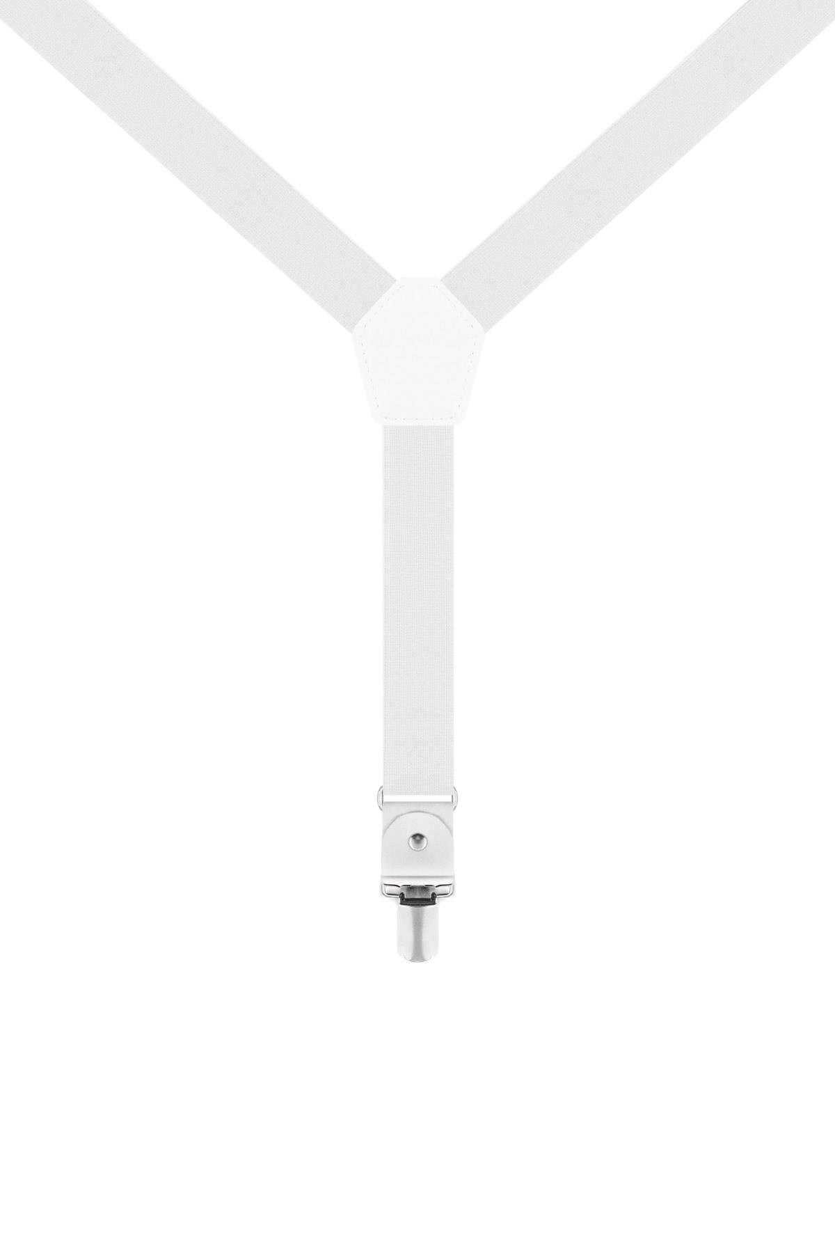 Ayarlanabilir Klipsli Beyaz Çocuk Kemer Pantolon Askısı