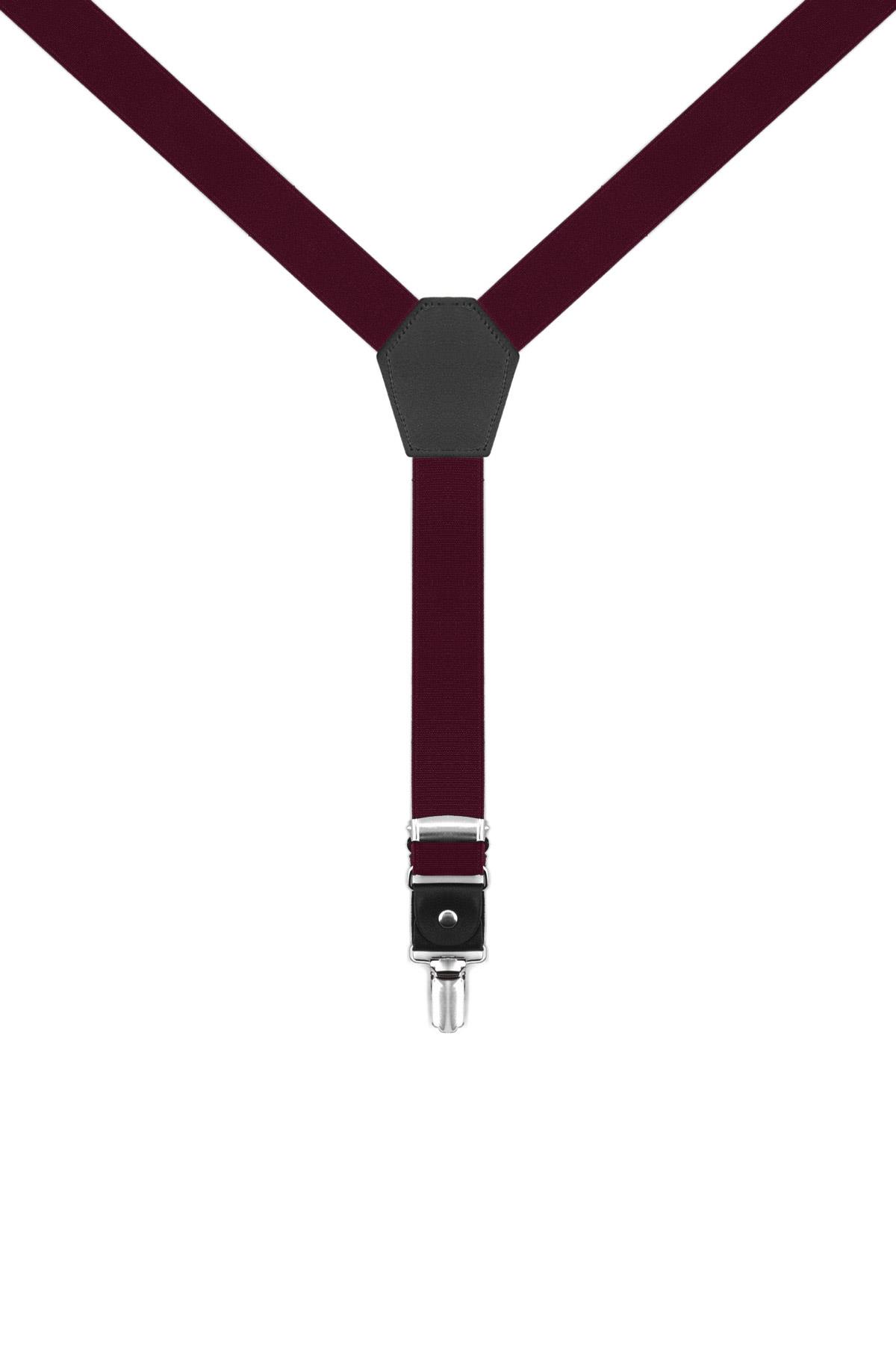 Ayarlanabilir Klipsli Bordo Çocuk Kemer Pantolon Askısı