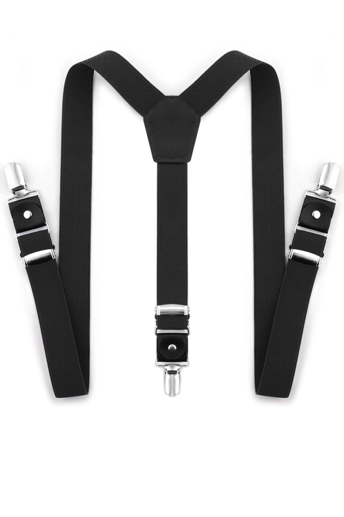 Ayarlanabilir Klipsli Siyah Çocuk Kemer Pantolon Askısı