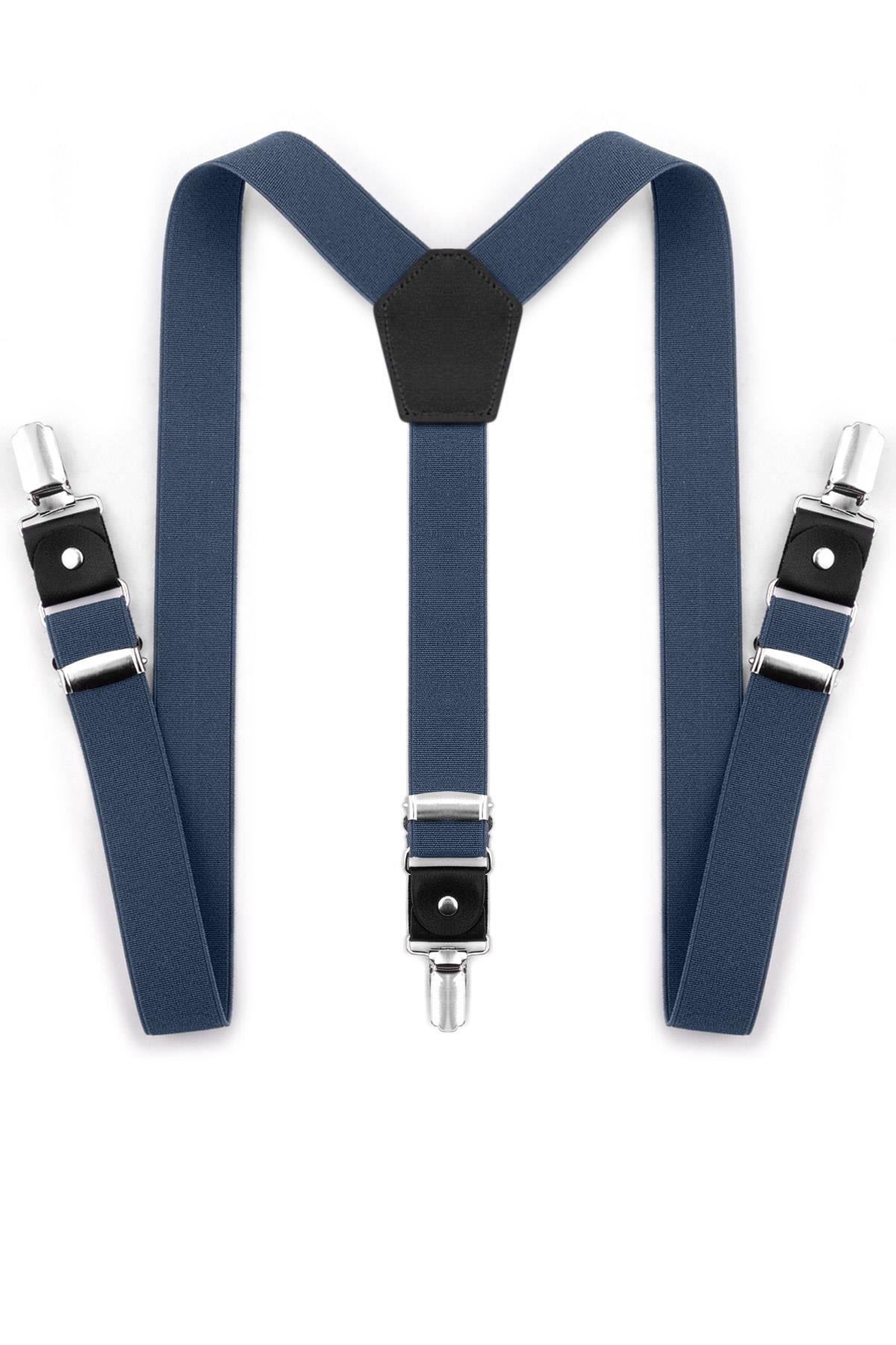 Ayarlanabilir Klipsli Lacivert Çocuk Kemer Pantolon Askısı