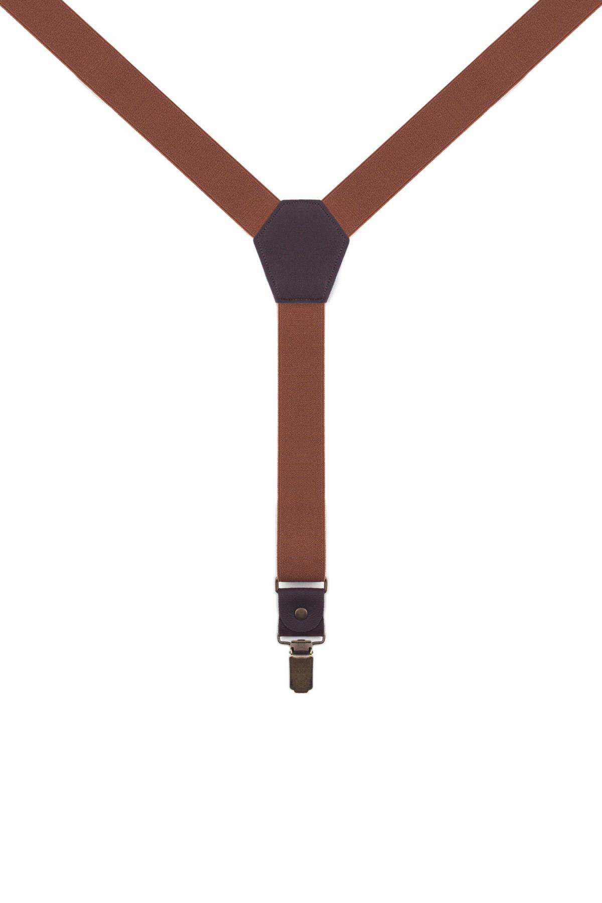 Ayarlanabilir Klipsli Taba Çocuk Kemer Pantolon Askısı