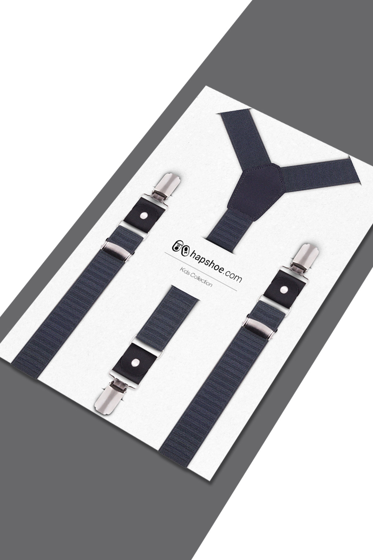Ayarlanabilir Klipsli Gri Çocuk Kemer Pantolon Askısı