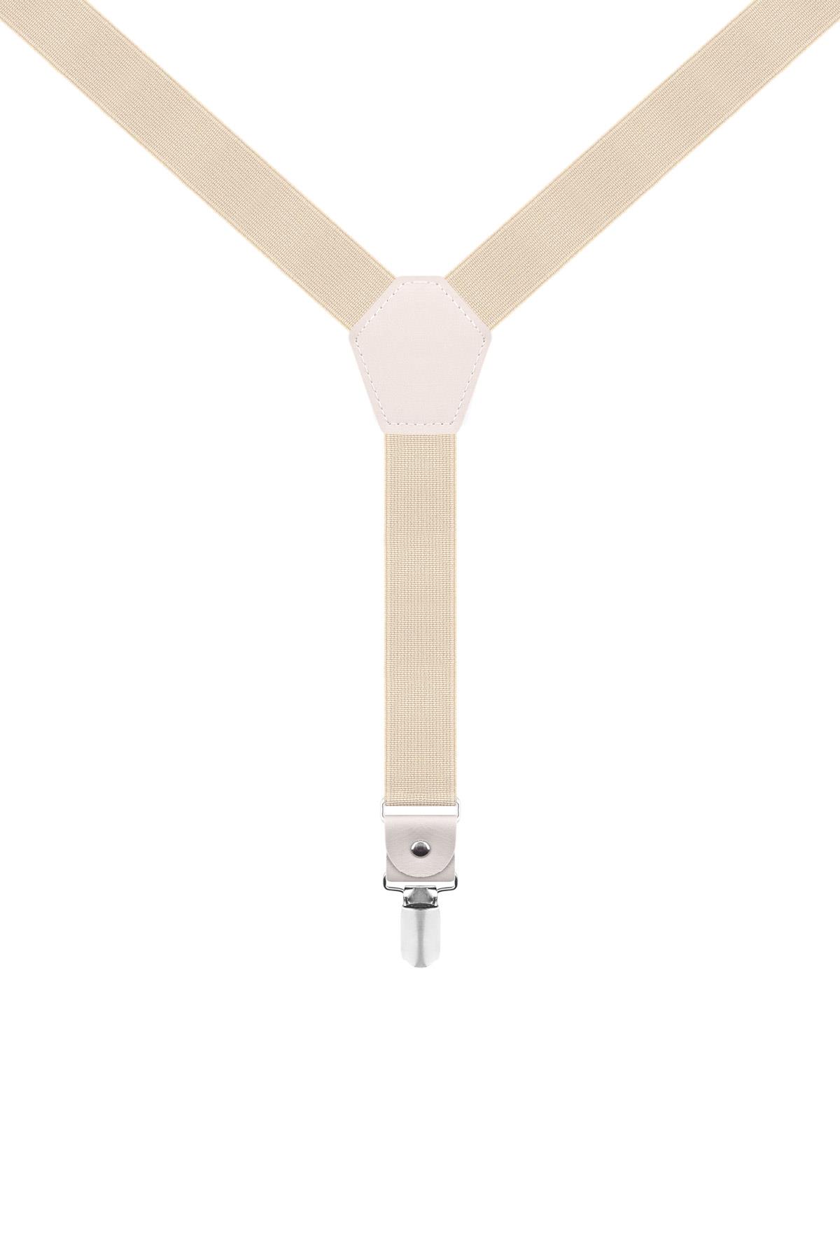 Ayarlanabilir Klipsli Krem Çocuk Kemer Pantolon Askısı